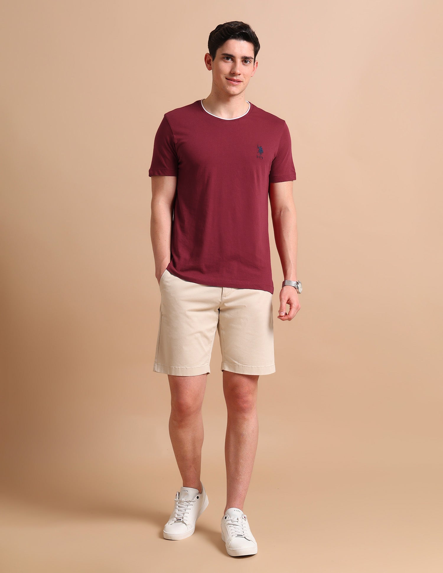 Stretchy Tipped T-Shirt Maroon - U.S. POLO ASSN. | Large