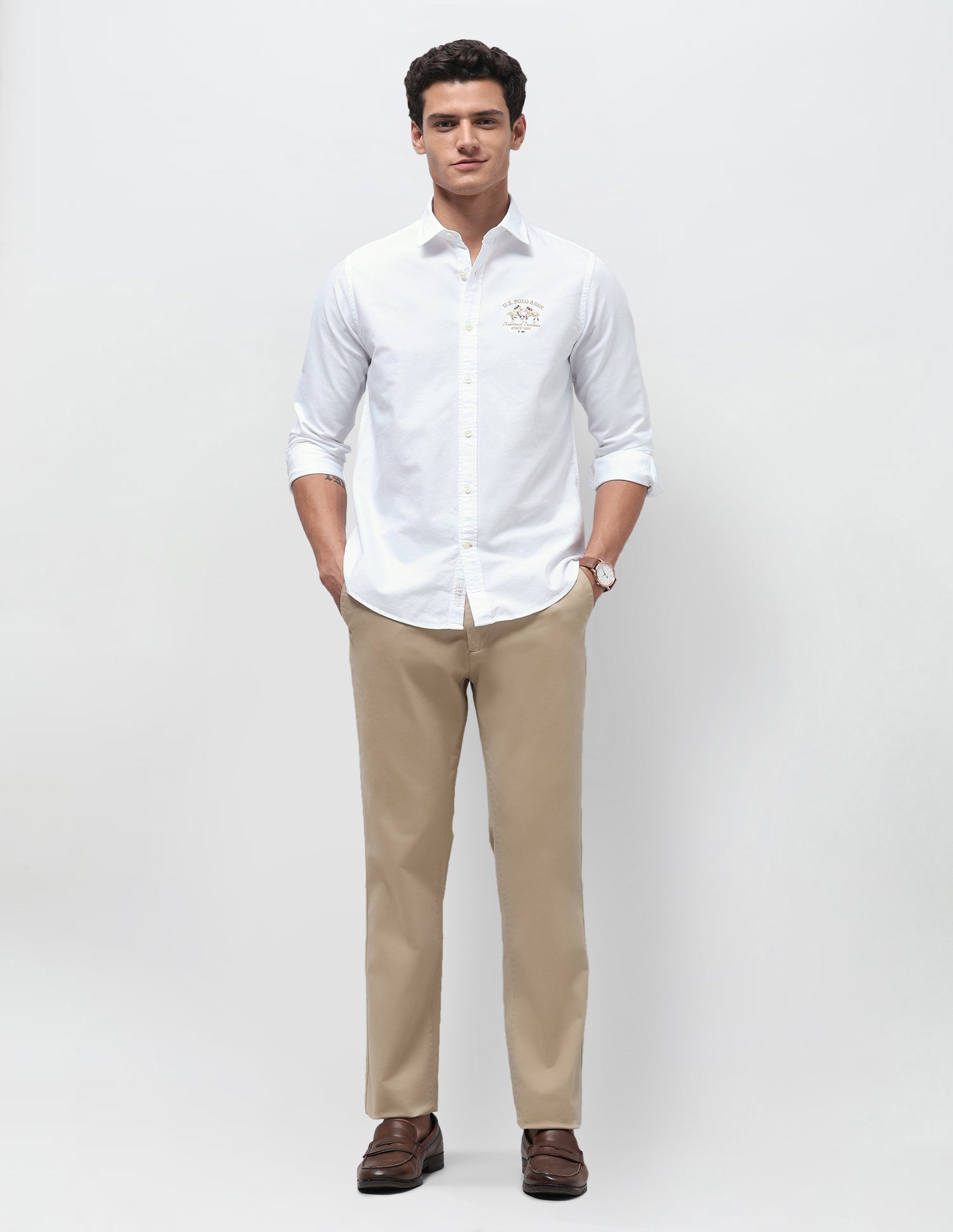 Embroidered Regular Fit Shirt White - U.S. Polo Assn. India | Large