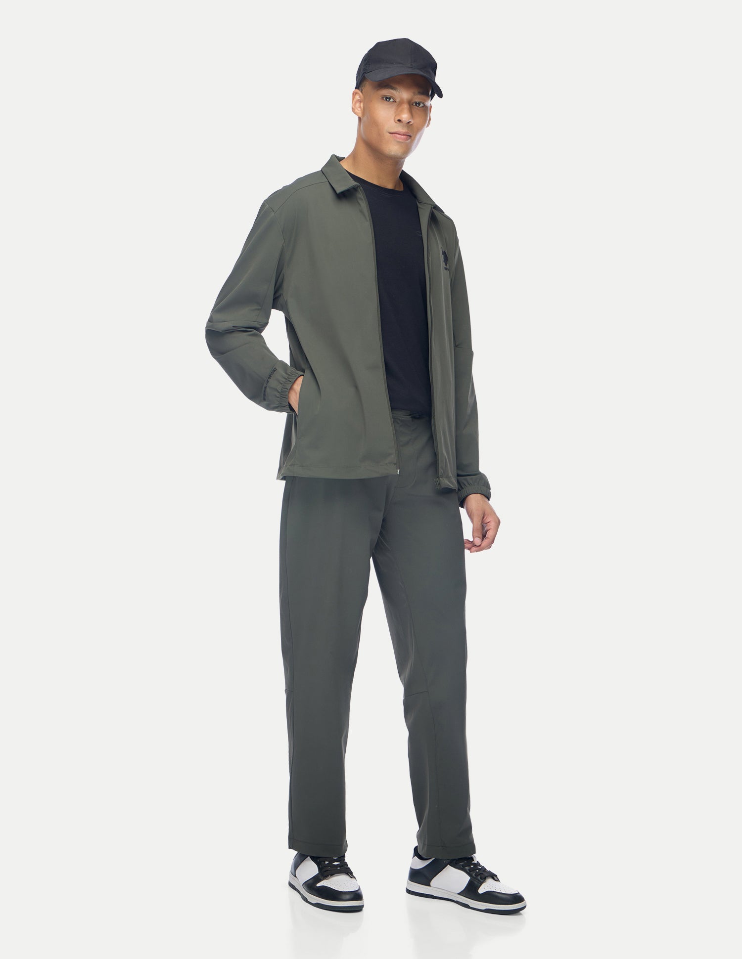 Solid Regular Fit Active Jacket Dark Olive - U.S. Polo Assn. India | Large