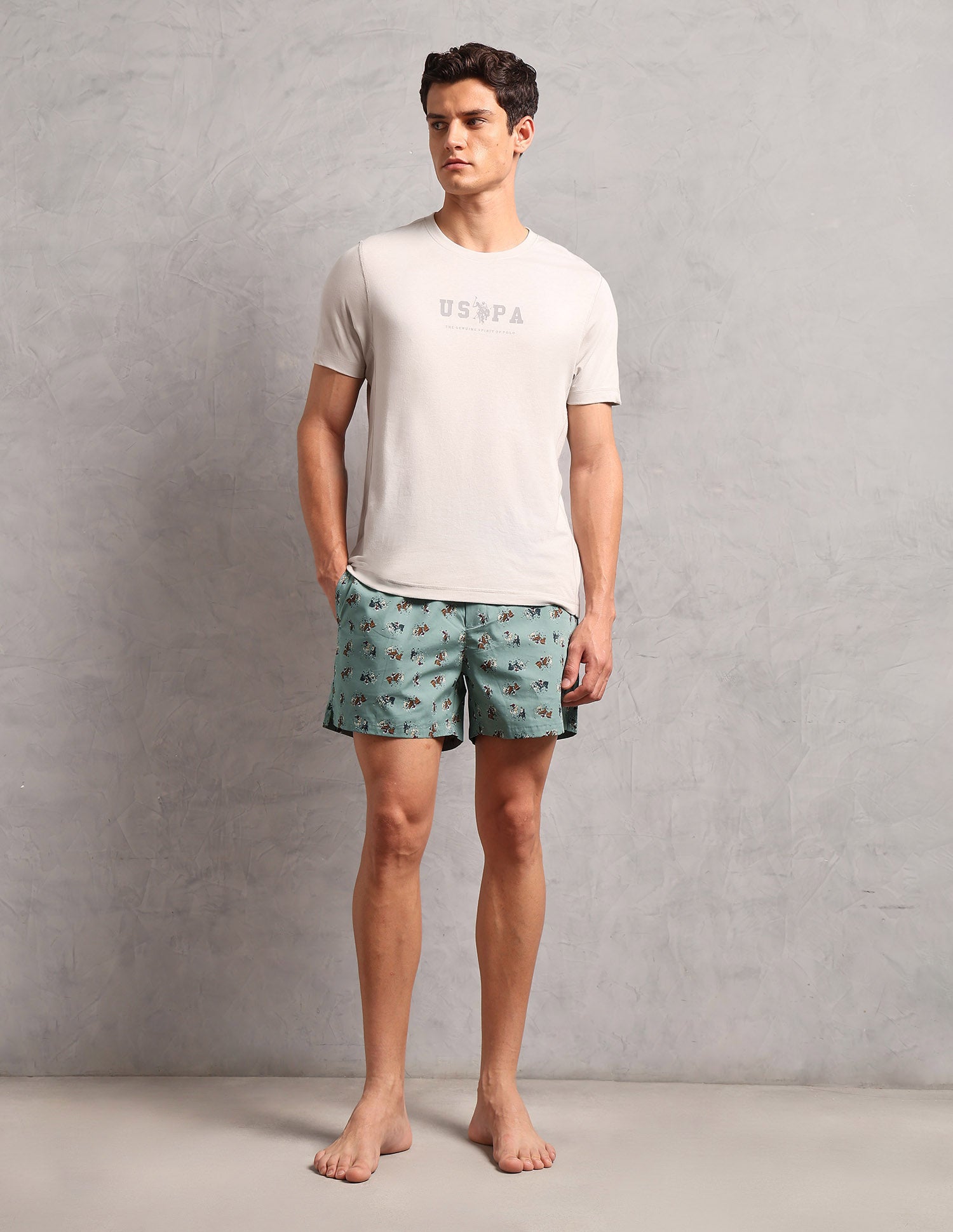 Pure Cotton Printed OEX11 Boxers - Pack Of 1 Sage Green - U.S. POLO ASSN. | Large