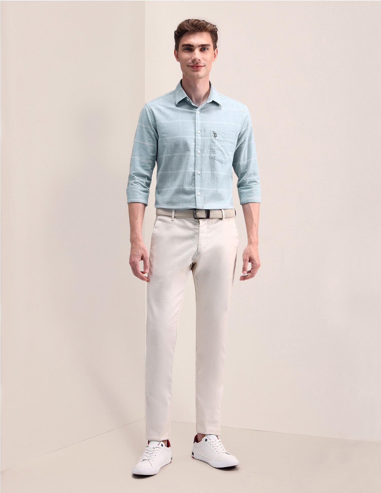 Tailored Fit Checked Shirt Blue - U.S. Polo Assn. India | Large