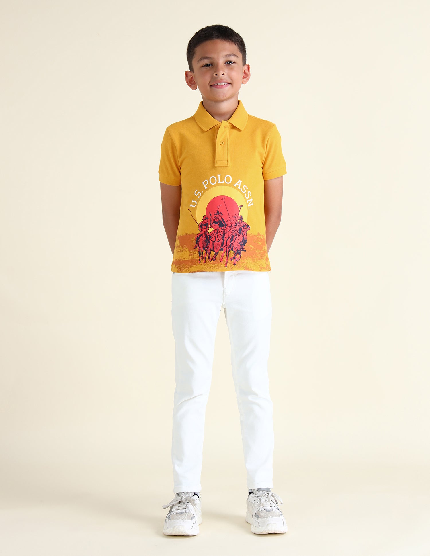 Boys Brand Printed Regular Fit Polo Shirts Mustard - U.S. POLO ASSN. | Large