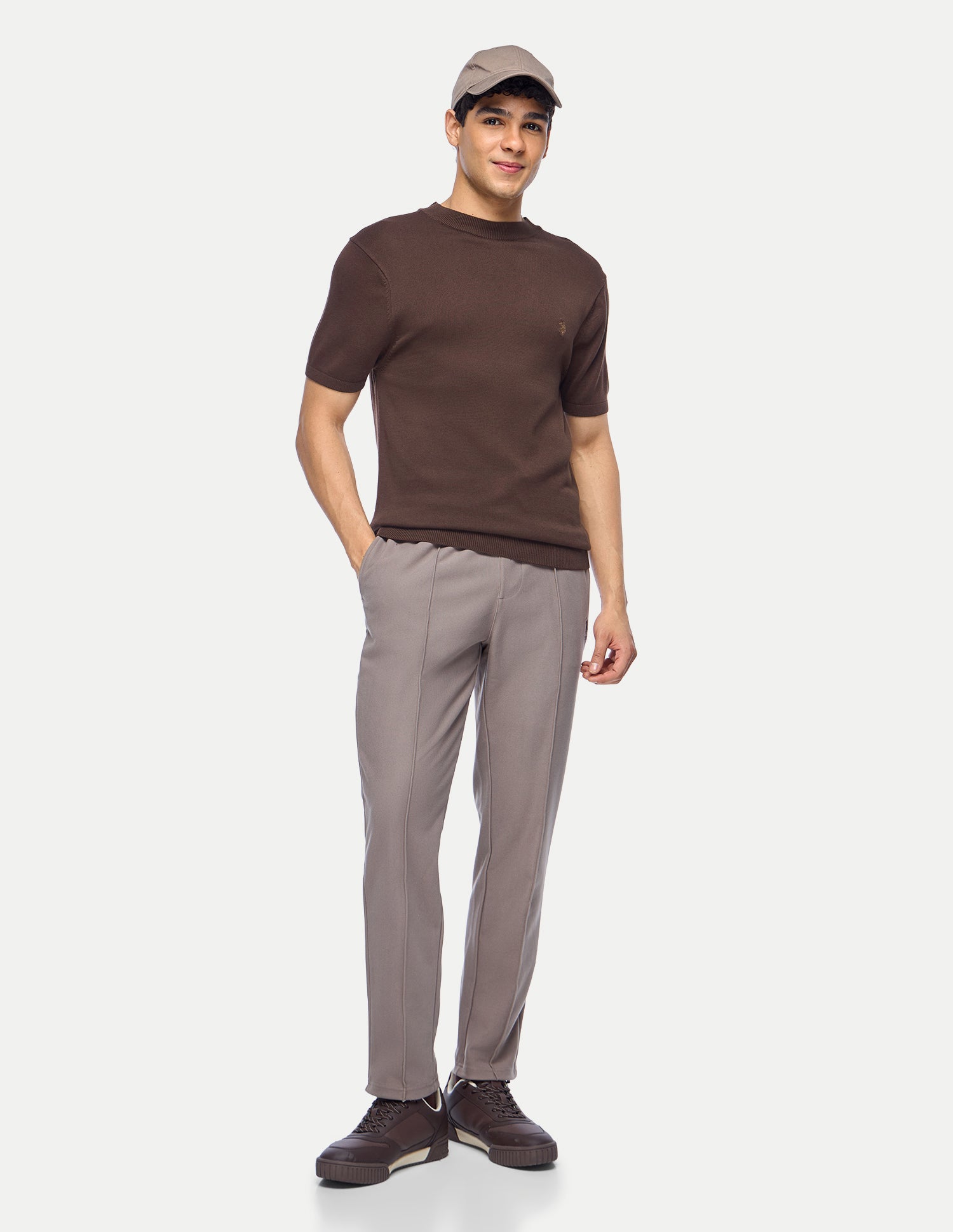 Solid Slim Fit T-Shirt Dark Brown - U.S. Polo Assn. India | Large