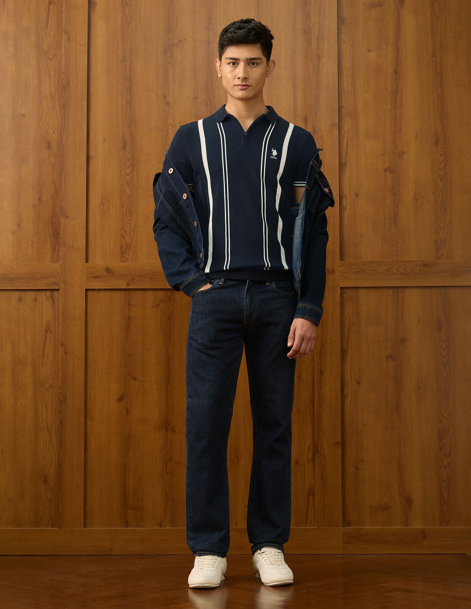 Pure Cotton Varsity Polo Shirt Navy - U.S. POLO ASSN. | Large