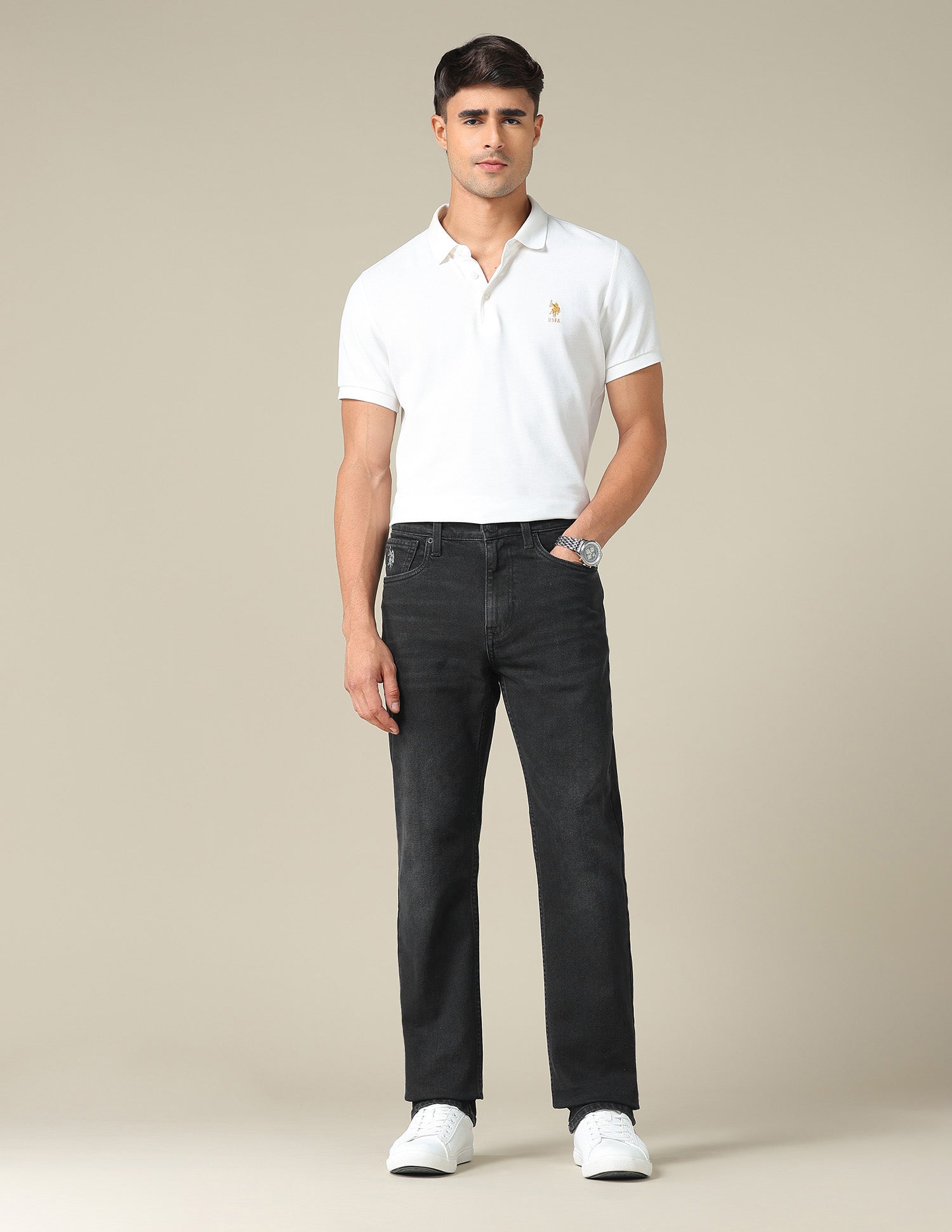 Harold Slim Straight Fit Black Jeans Black - U.S. POLO ASSN. | Large