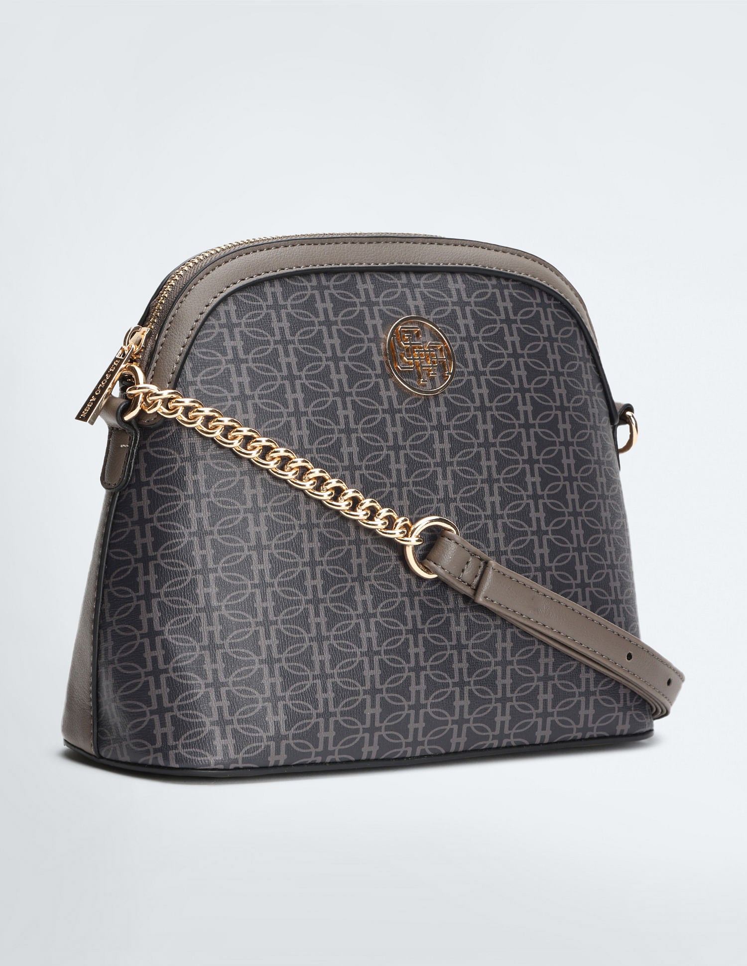 Chain Detail Dome Sling Bag Grey - U.S. POLO ASSN. | Large