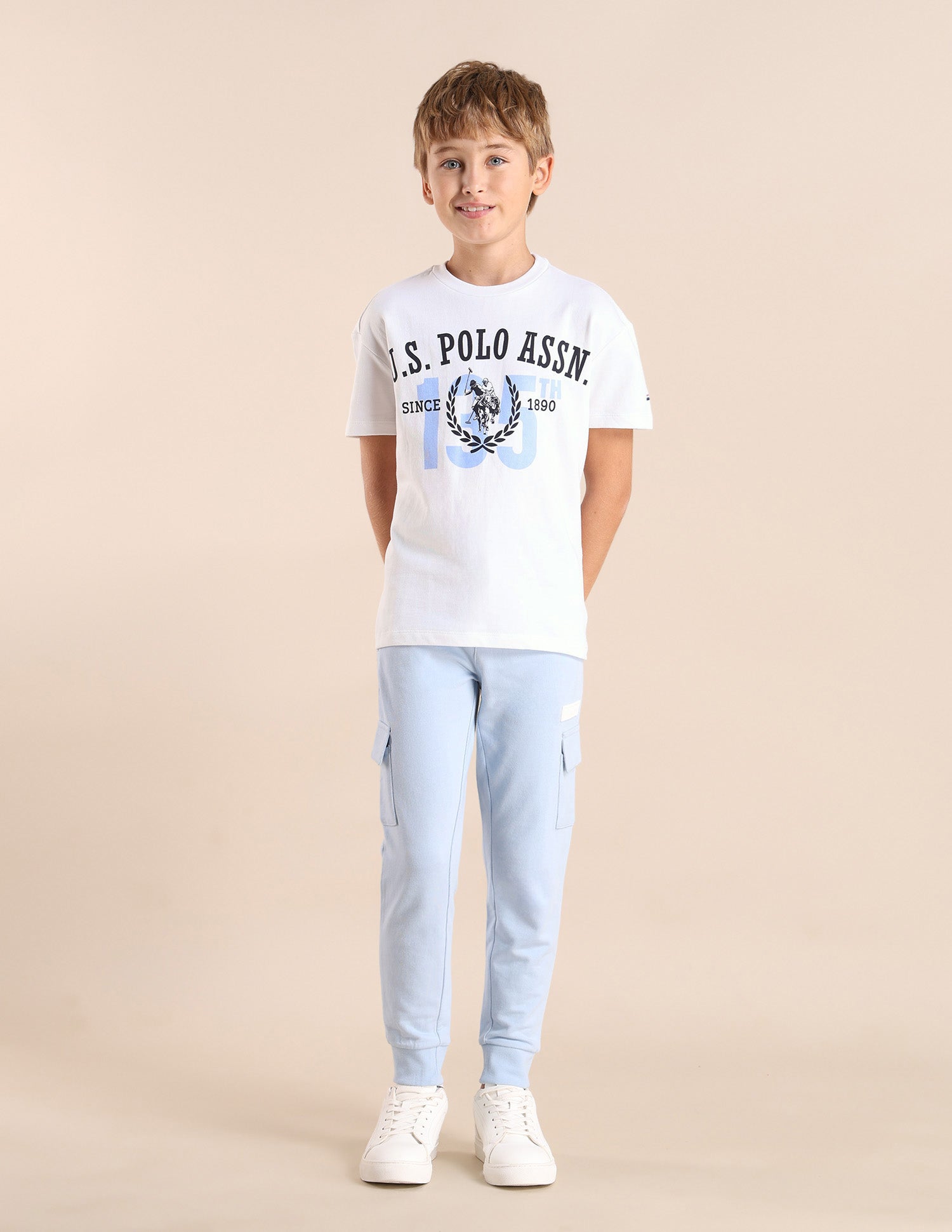 Boys Brand Printed Regular Fit T-Shirt White - U.S. POLO ASSN. | Large