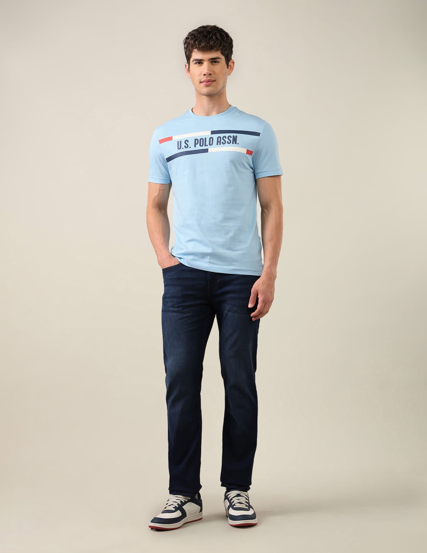Brand Printed Regular Fit T-Shirt Blue - U.S. Polo Assn. India | Large