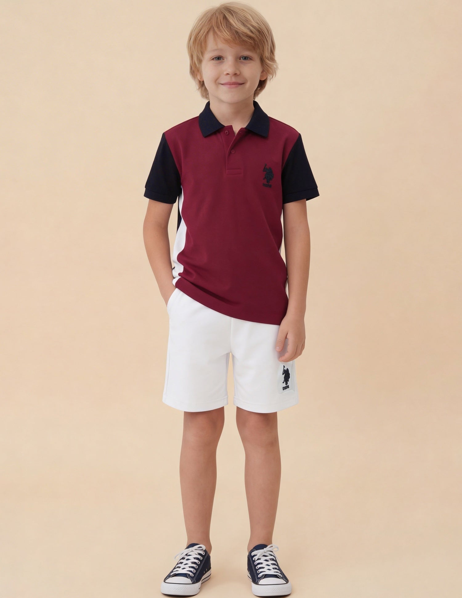 Colour Blocked Regular Fit Polo Shirt Maroon - U.S. Polo Assn. India | Large