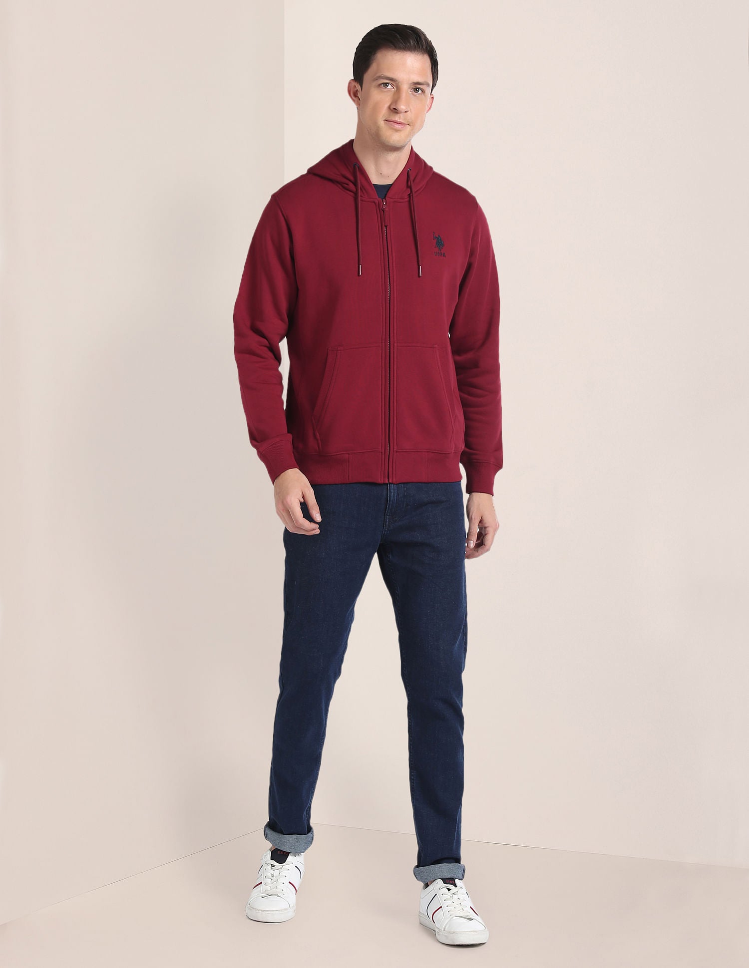 Solid Hooded Sweatshirt Maroon - U.S. POLO ASSN. | Large