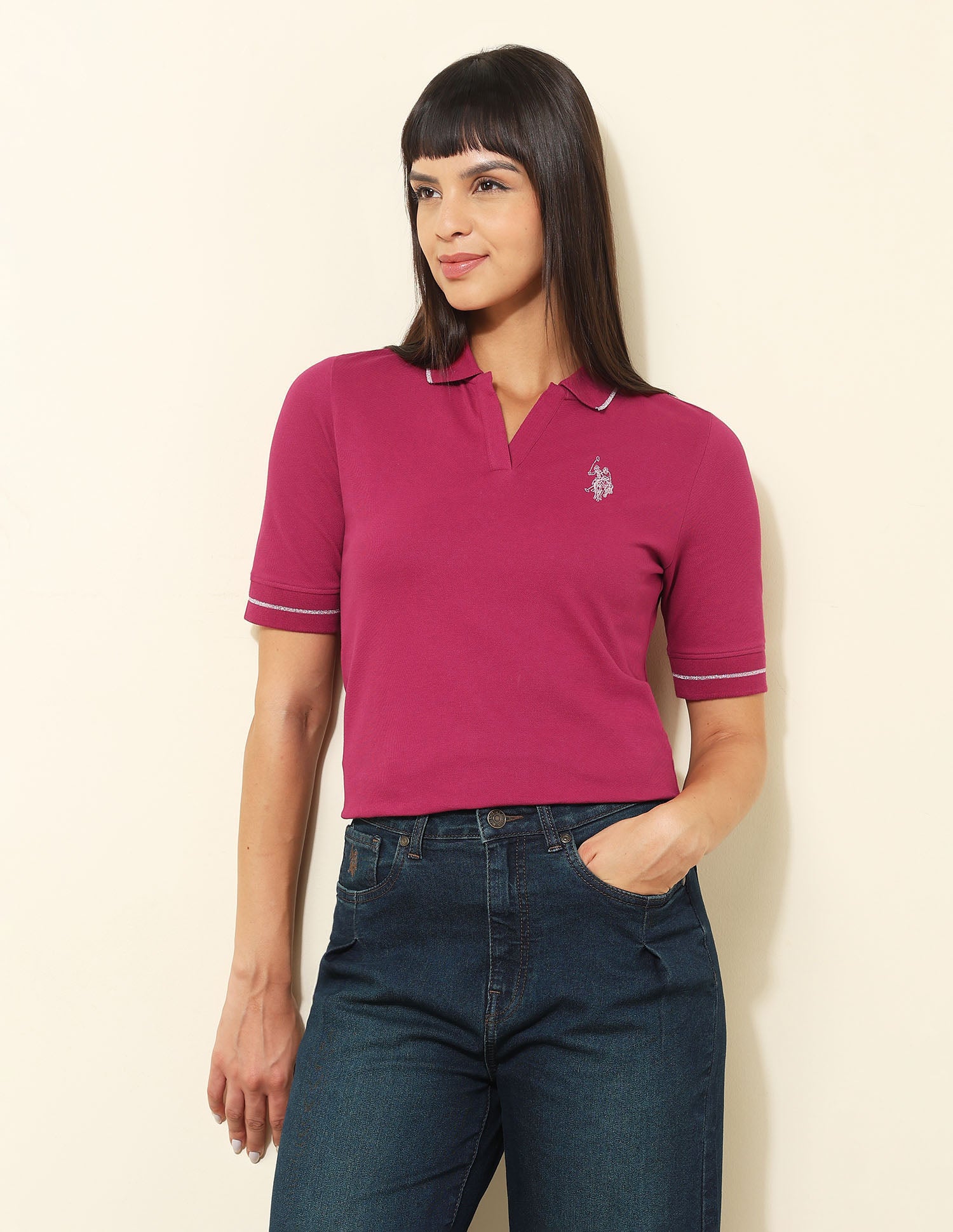 Regular Fit Solid Polo Shirt Fuchsia - U.S. POLO ASSN. | Large