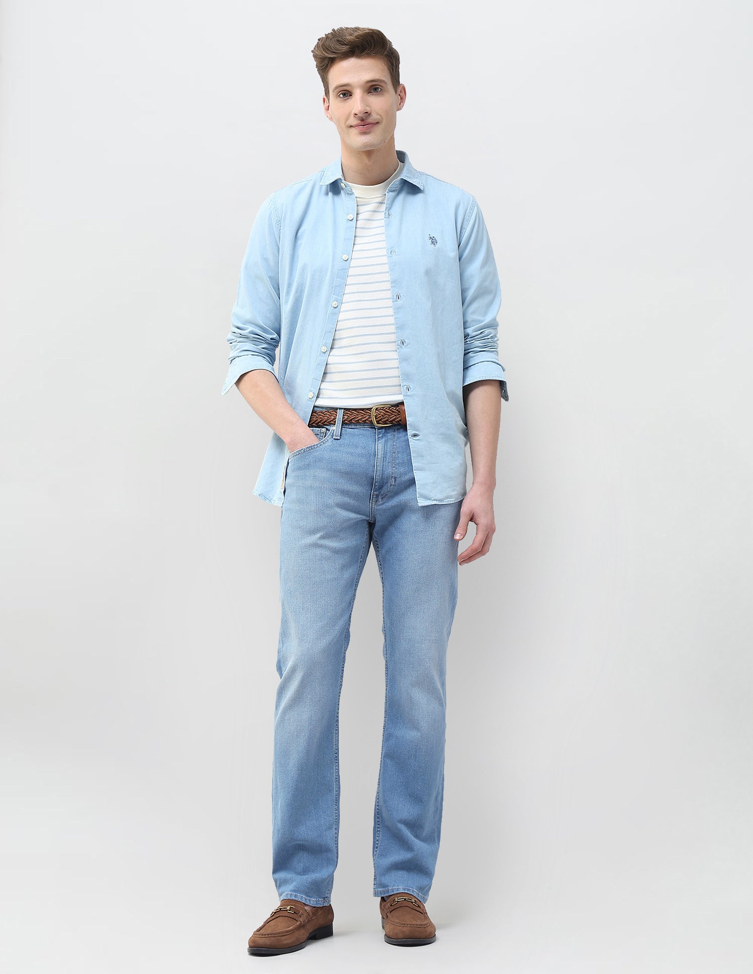 Whiskered Harold Slim Straight Fit Jeans Tinted Wash - U.S. Polo Assn. India | Large