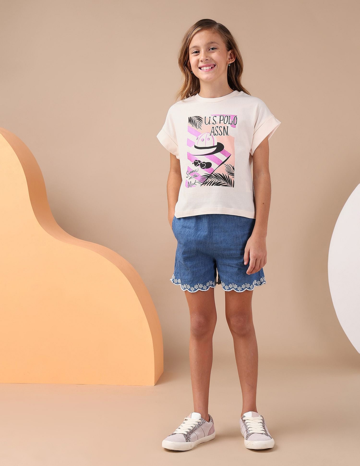 Girls Resort Graphic Cotton T-Shirt Purple - U.S. POLO ASSN. | Large