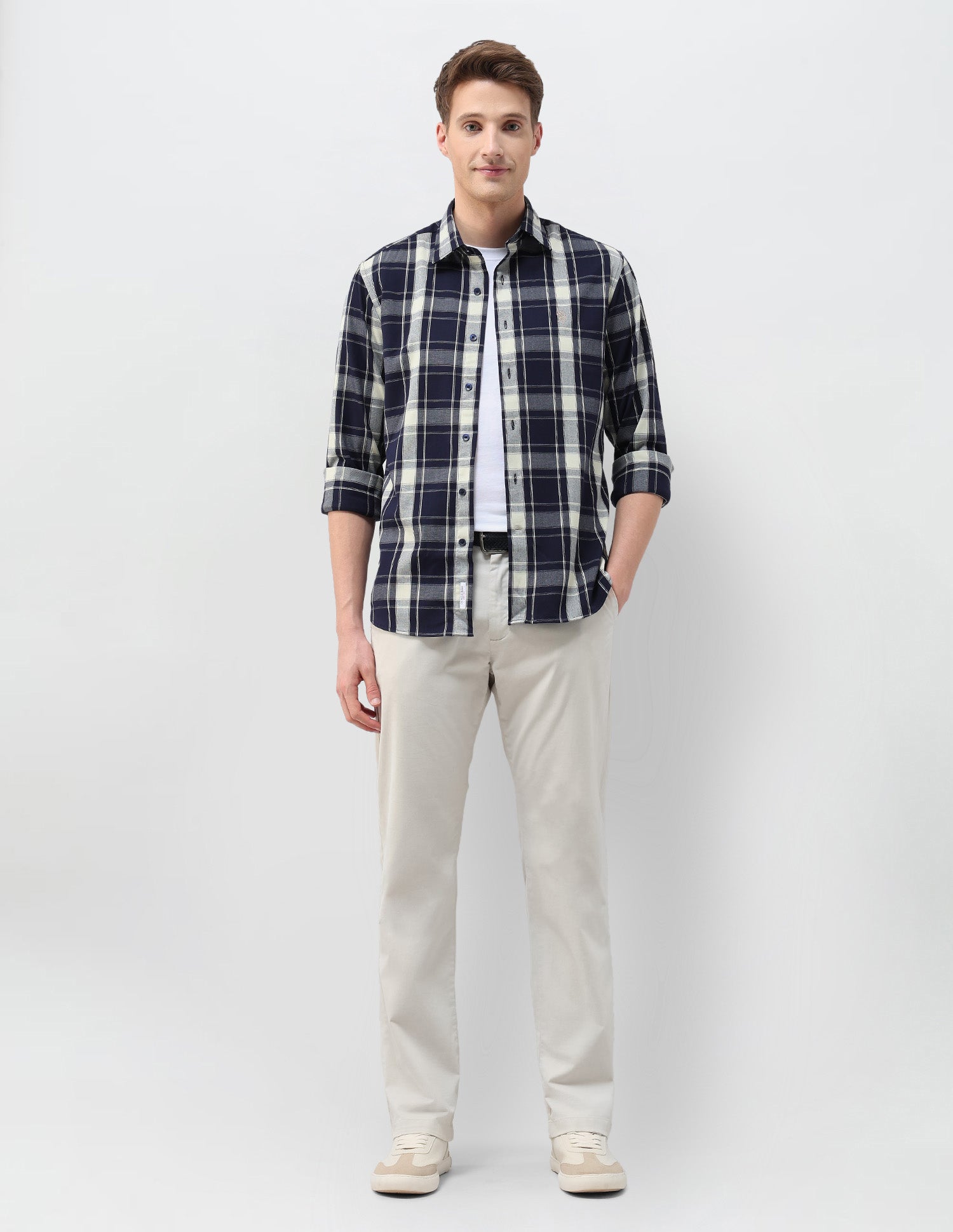 Tartan Checked Tailored Fit Shirt Navy - U.S. Polo Assn. India | Large