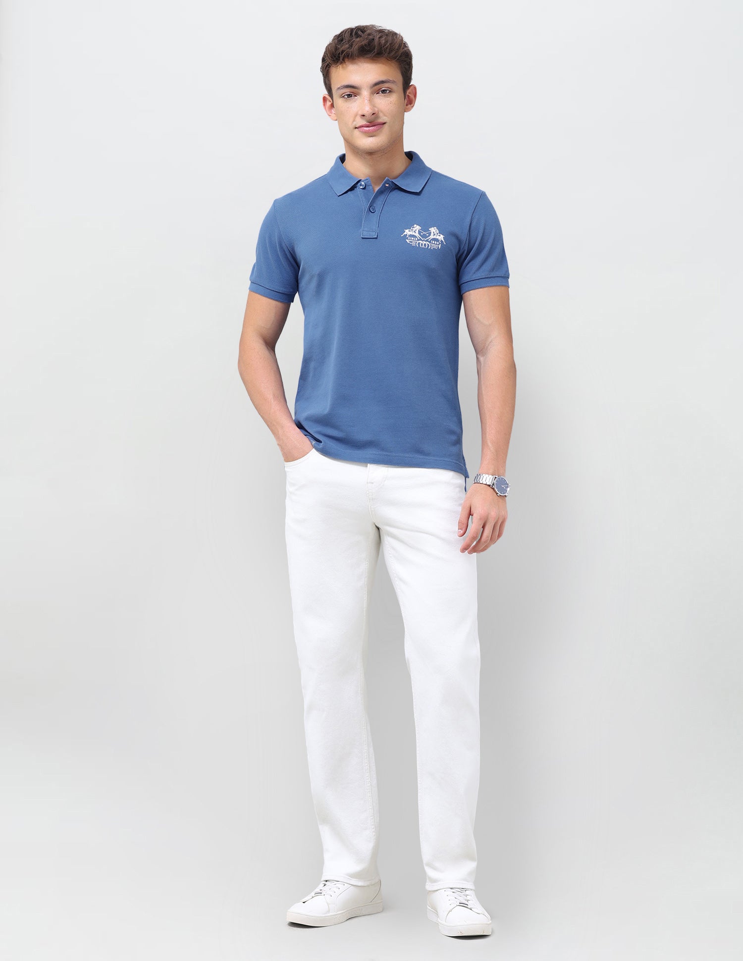 Solid Slim Fit Polo Shirt Dark Blue - U.S. Polo Assn. India | Large