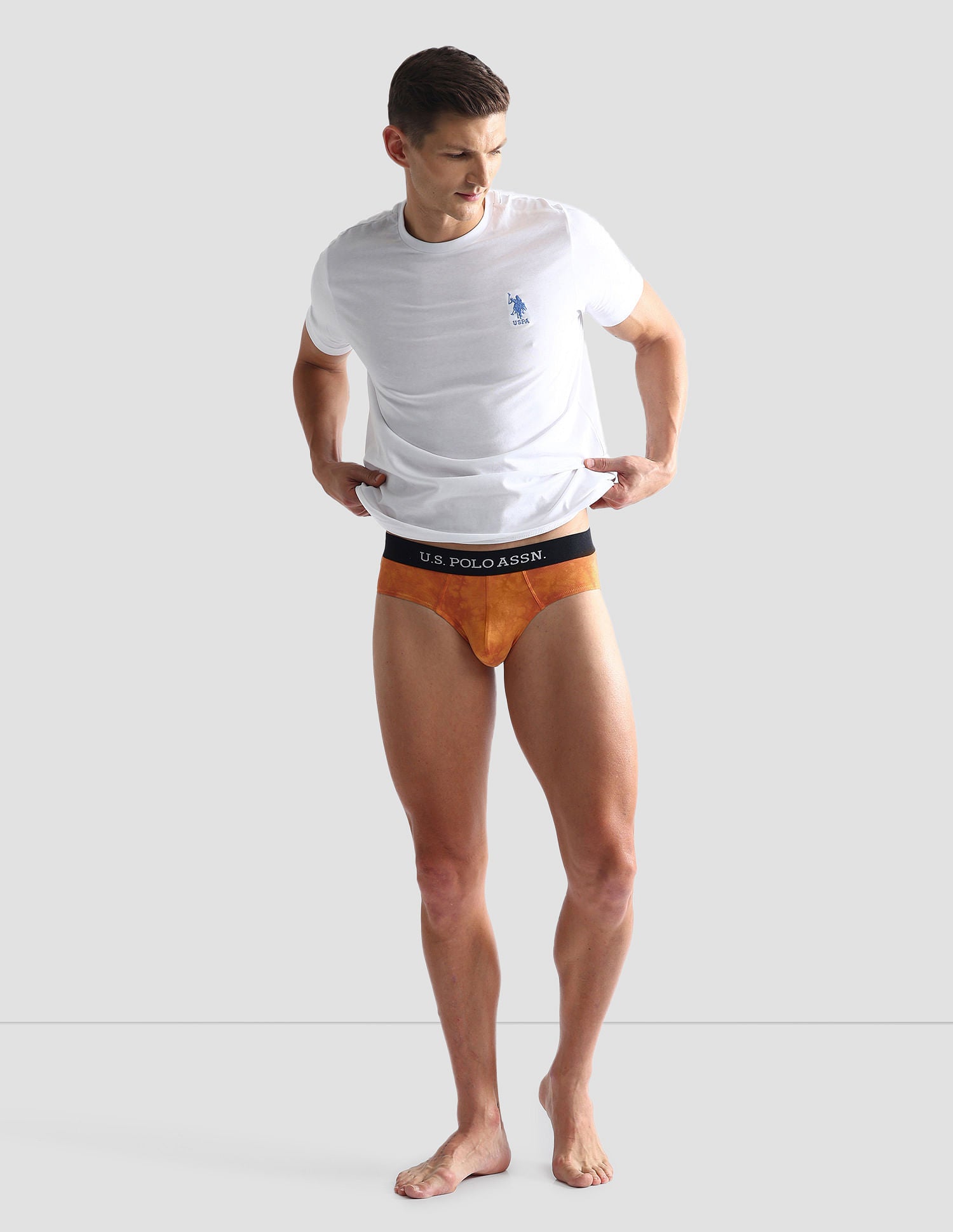 Cotton Stretch Tie Dye OEB03 Briefs - Pack Of 1 Brown - U.S. POLO ASSN. | Large