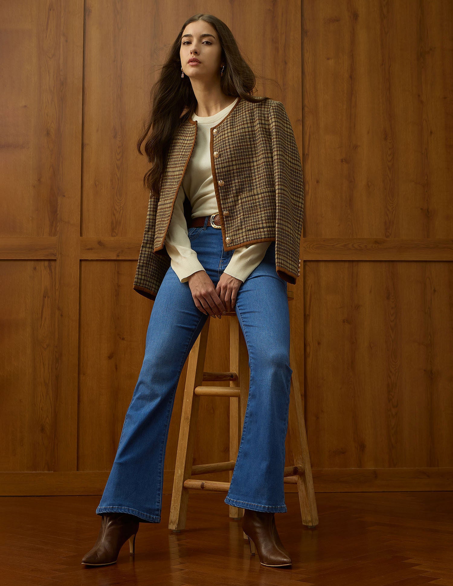 High Rise Flared Fit Jeans Mid Blue - U.S. POLO ASSN. | Large