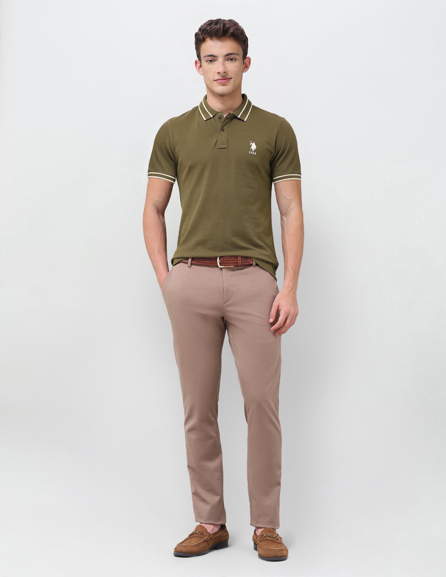 Solid Regular Fit Polo Shirt Dark Olive - U.S. Polo Assn. India | Large
