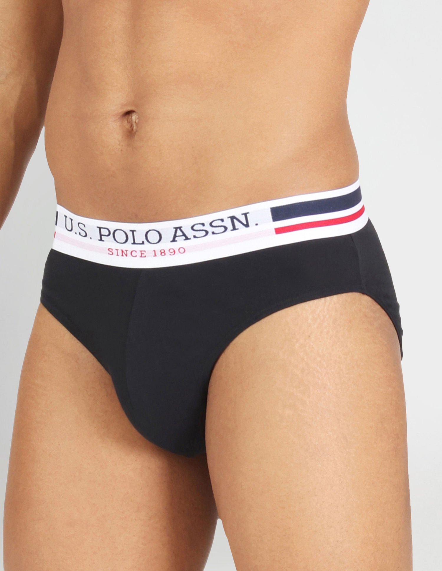 Mid Rise Solid Cotton I006 Briefs - Pack Of 2 Black - U.S. POLO ASSN. | Large