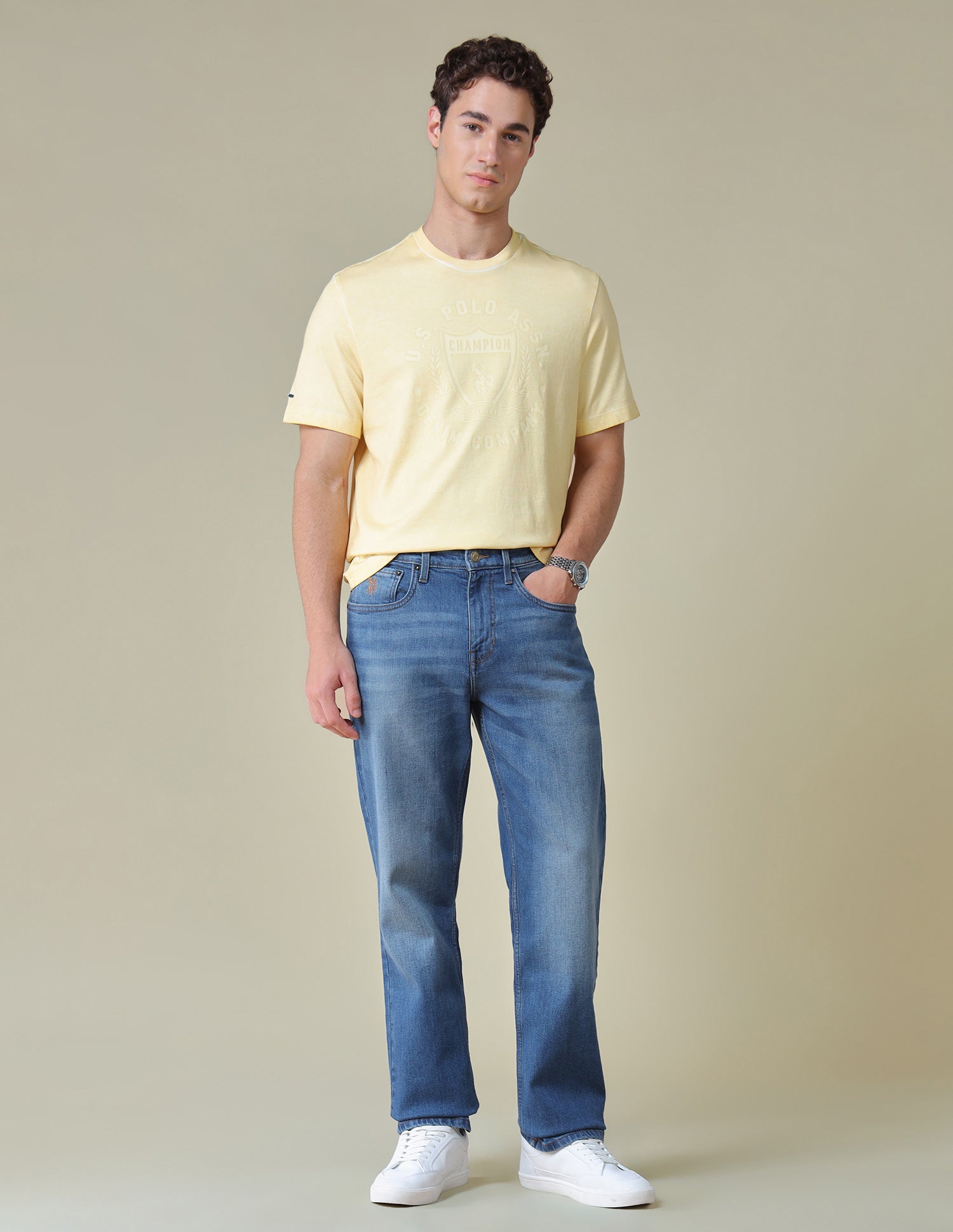 Shawn Relaxed Fit Blue Jeans Mid Blue - U.S. Polo Assn. India | Large