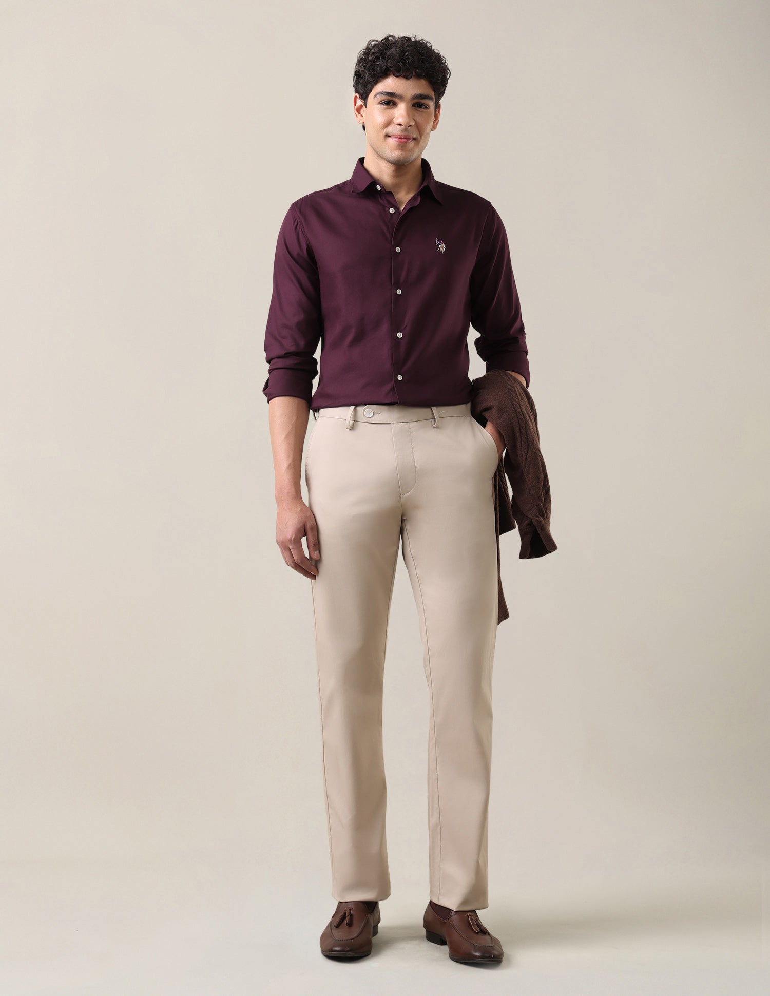 Twill Regular Fit Shirt Maroon - U.S. Polo Assn. India | Large