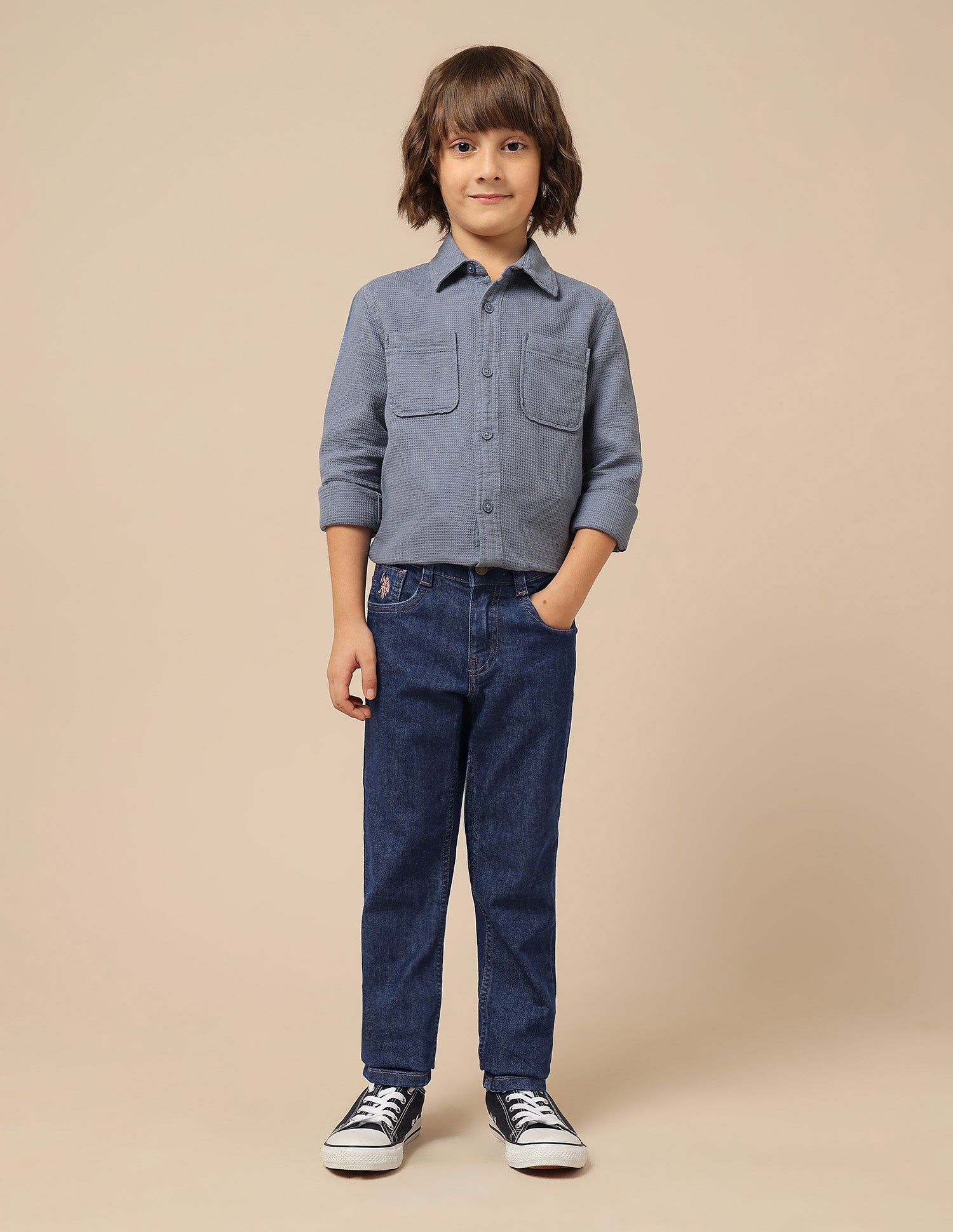 Boys Slim Fit Mid Rise Jeans Dark Blue - U.S. POLO ASSN. | Large