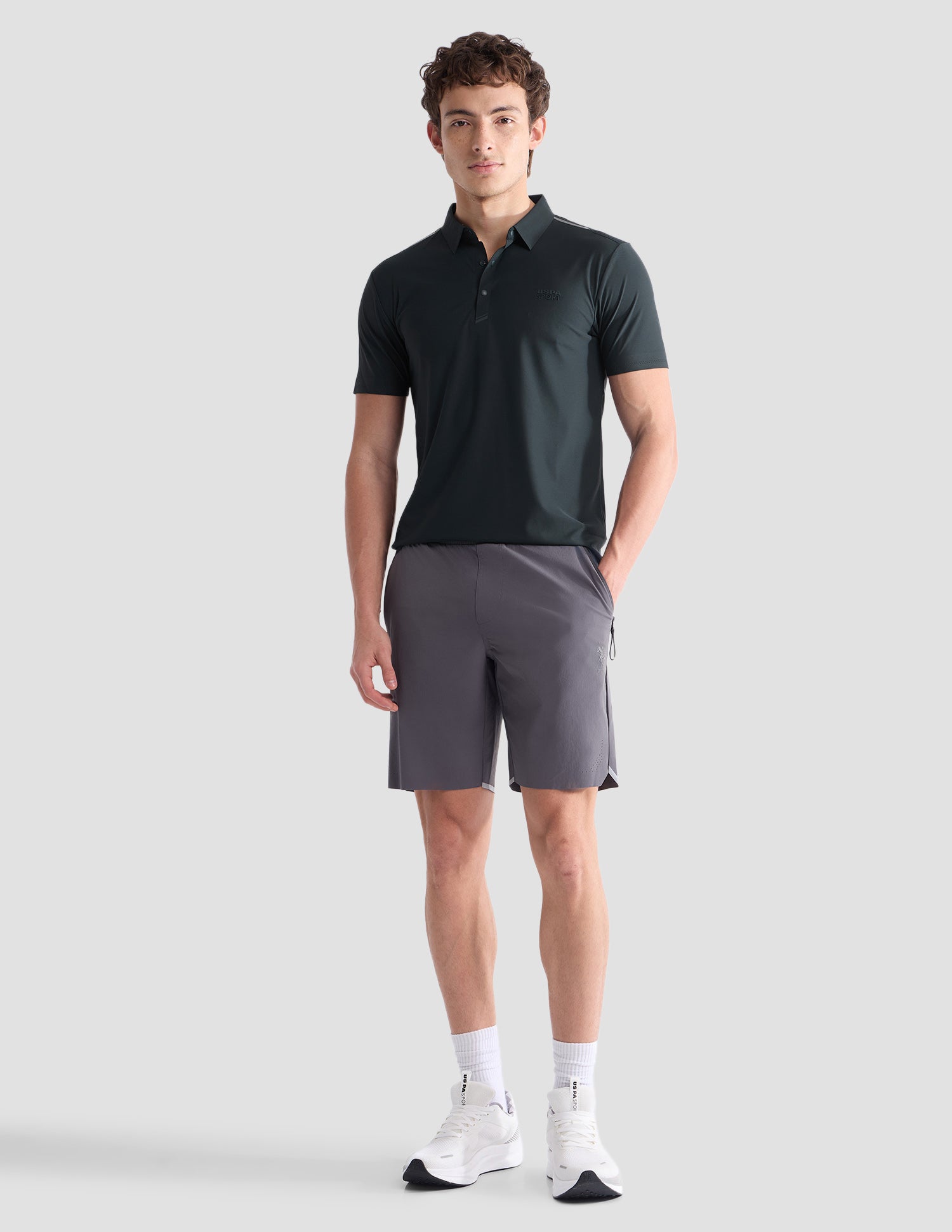 Solid Slim Fit Active Polo Shirt Dark Green - U.S. Polo Assn. India | Large
