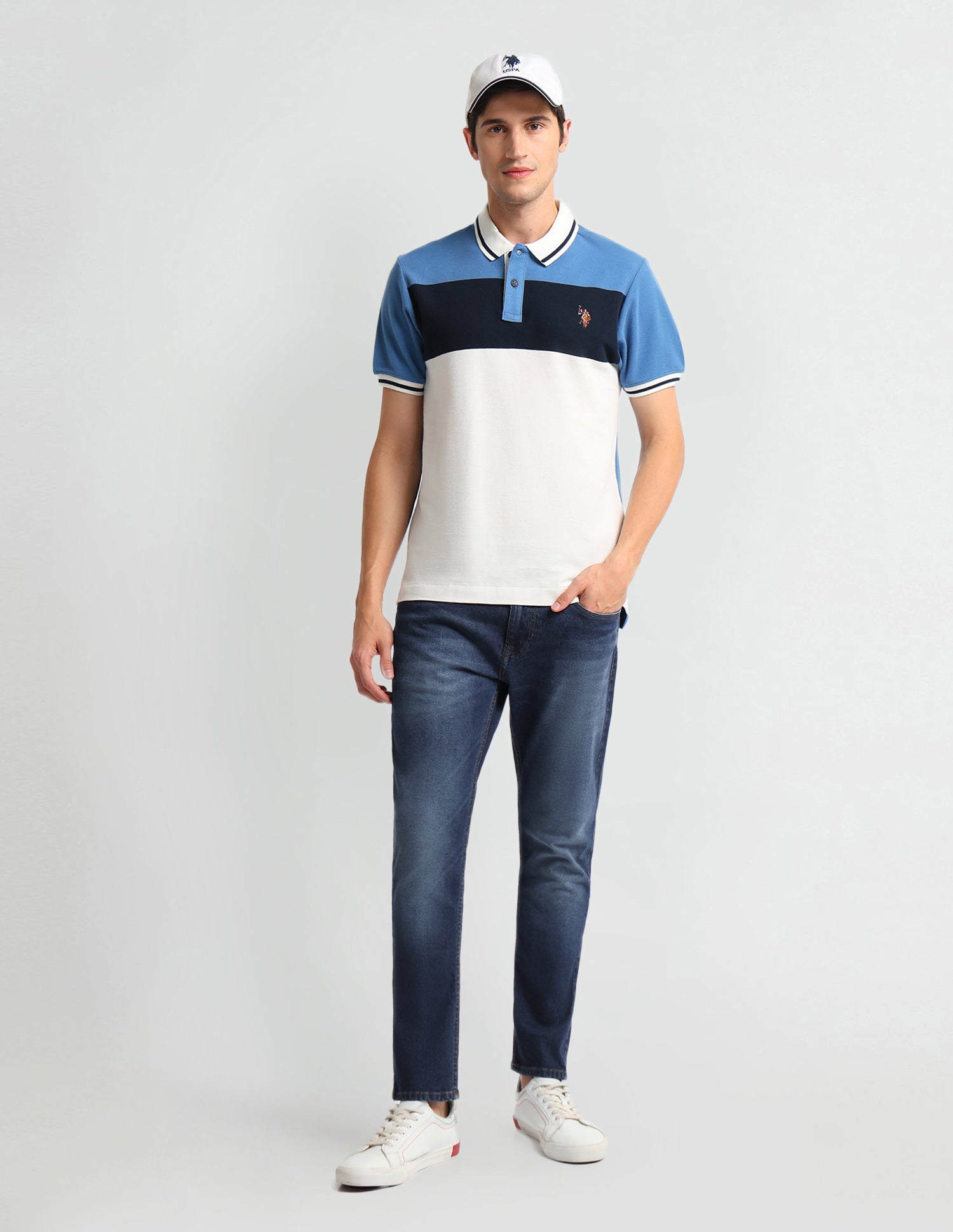Henry Tapered Cropped Fit Blue Jeans Blue - U.S. Polo Assn. India | Large