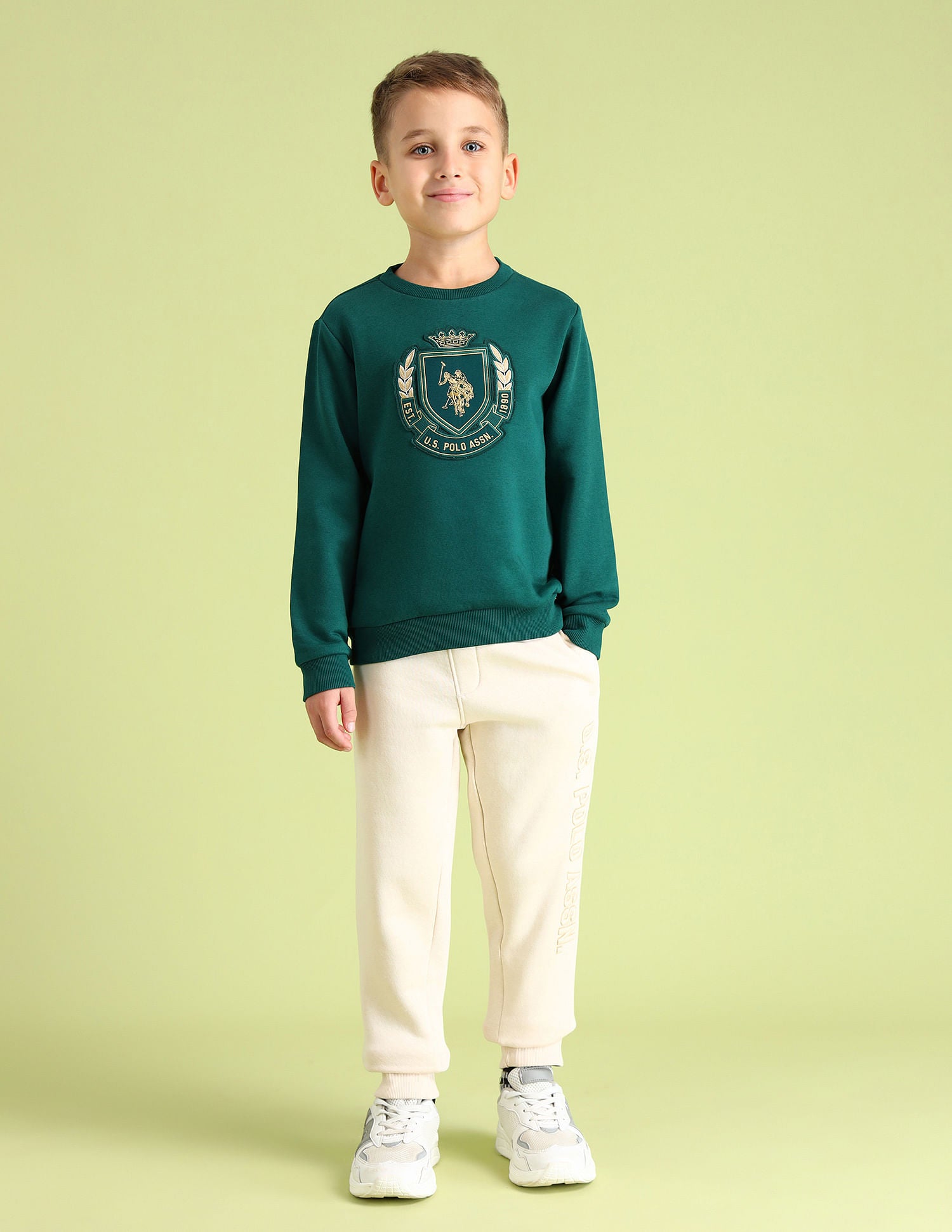 Boys Appliqued Sweatshirt Whitecap Grey - U.S. POLO ASSN. | Large