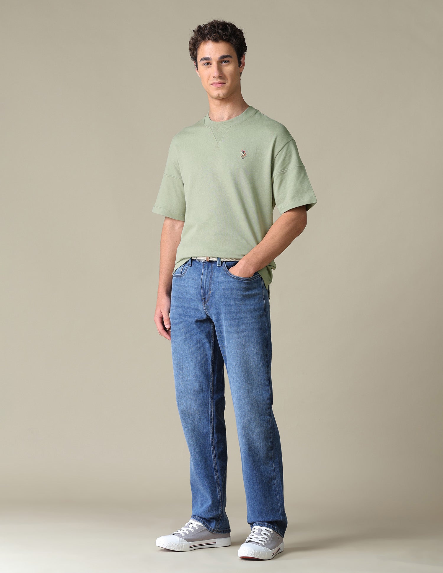 Solid Relaxed Fit T-Shirt Light Green - U.S. Polo Assn. India | Large