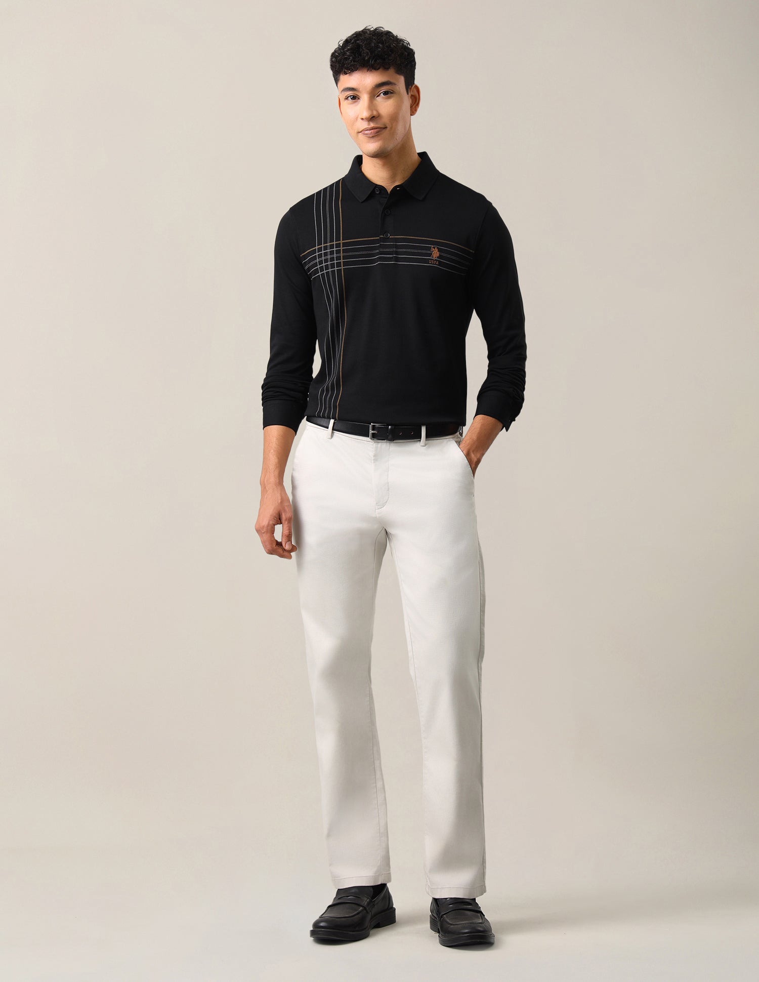 Solid Slim Fit Polo Shirt Black - U.S. Polo Assn. India | Large
