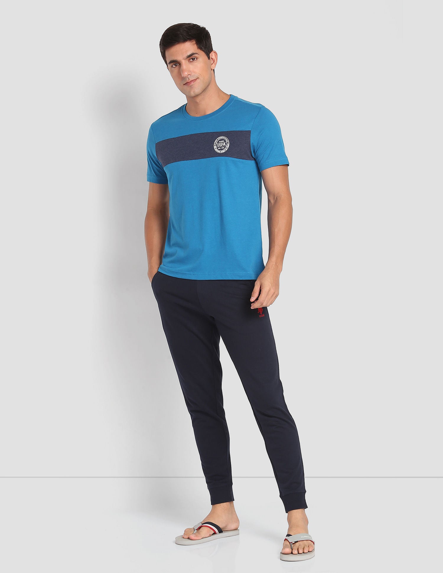 Crew Neck Colour Block I681 Lounge T-Shirt - Pack Of 1 Blue - U.S. POLO ASSN. | Large