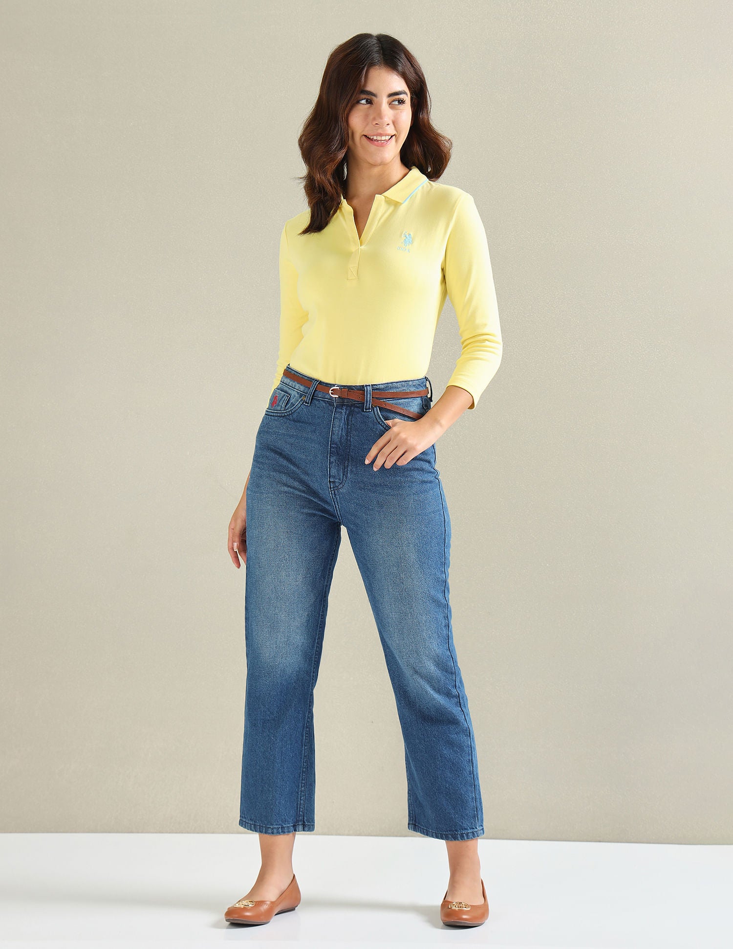 Tipped Collar Solid Polo Shirt Yellow - U.S. POLO ASSN. | Large