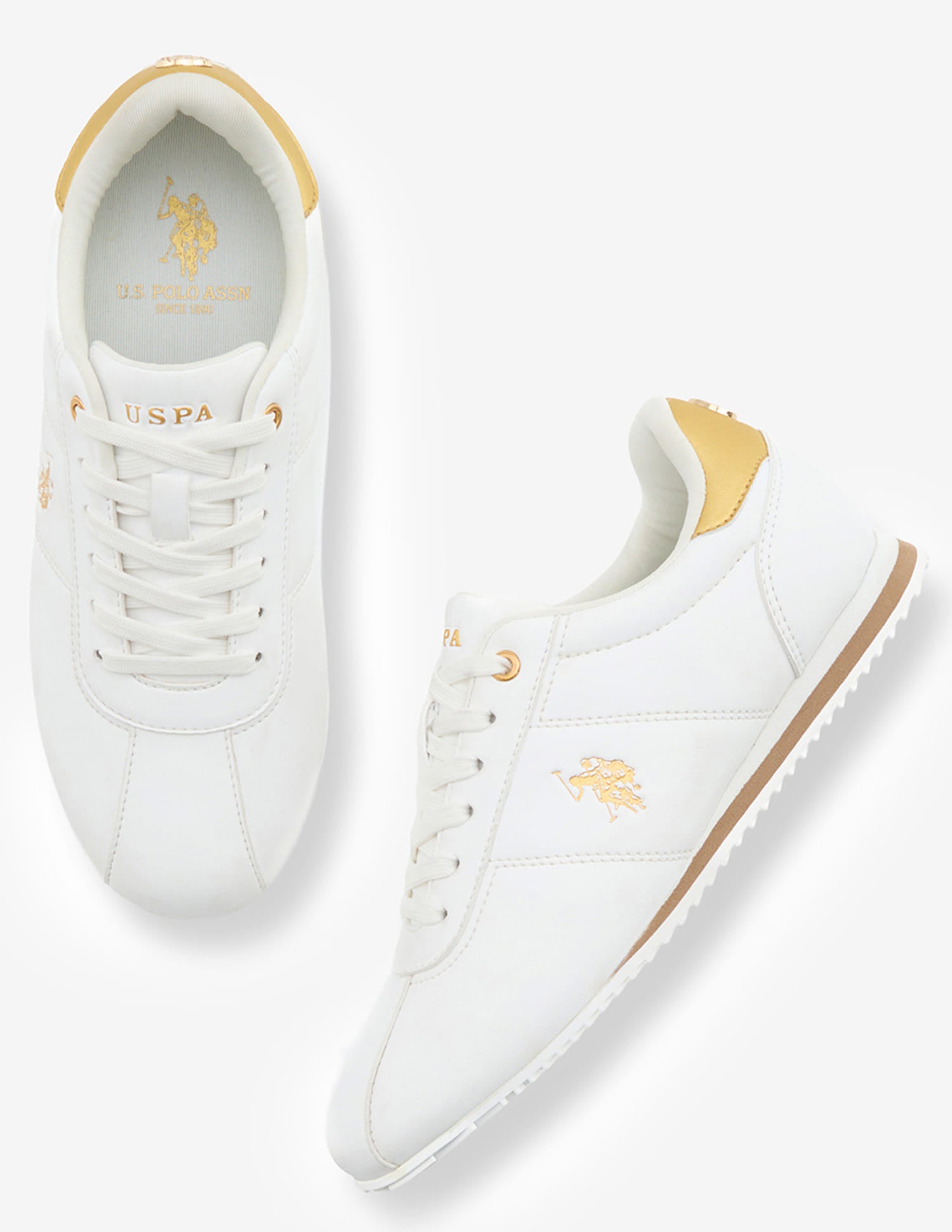 Aina Lace-Ups Light Weight Sneakers White - U.S. Polo Assn. India | Large