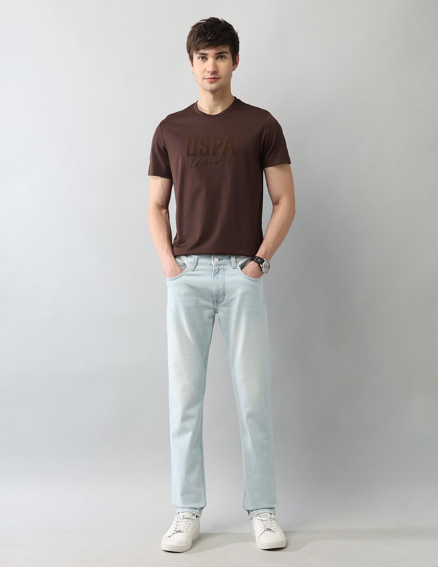 Brand Printed Muscle Fit Black Label T-Shirt Dark Brown - U.S. Polo Assn. India | Large