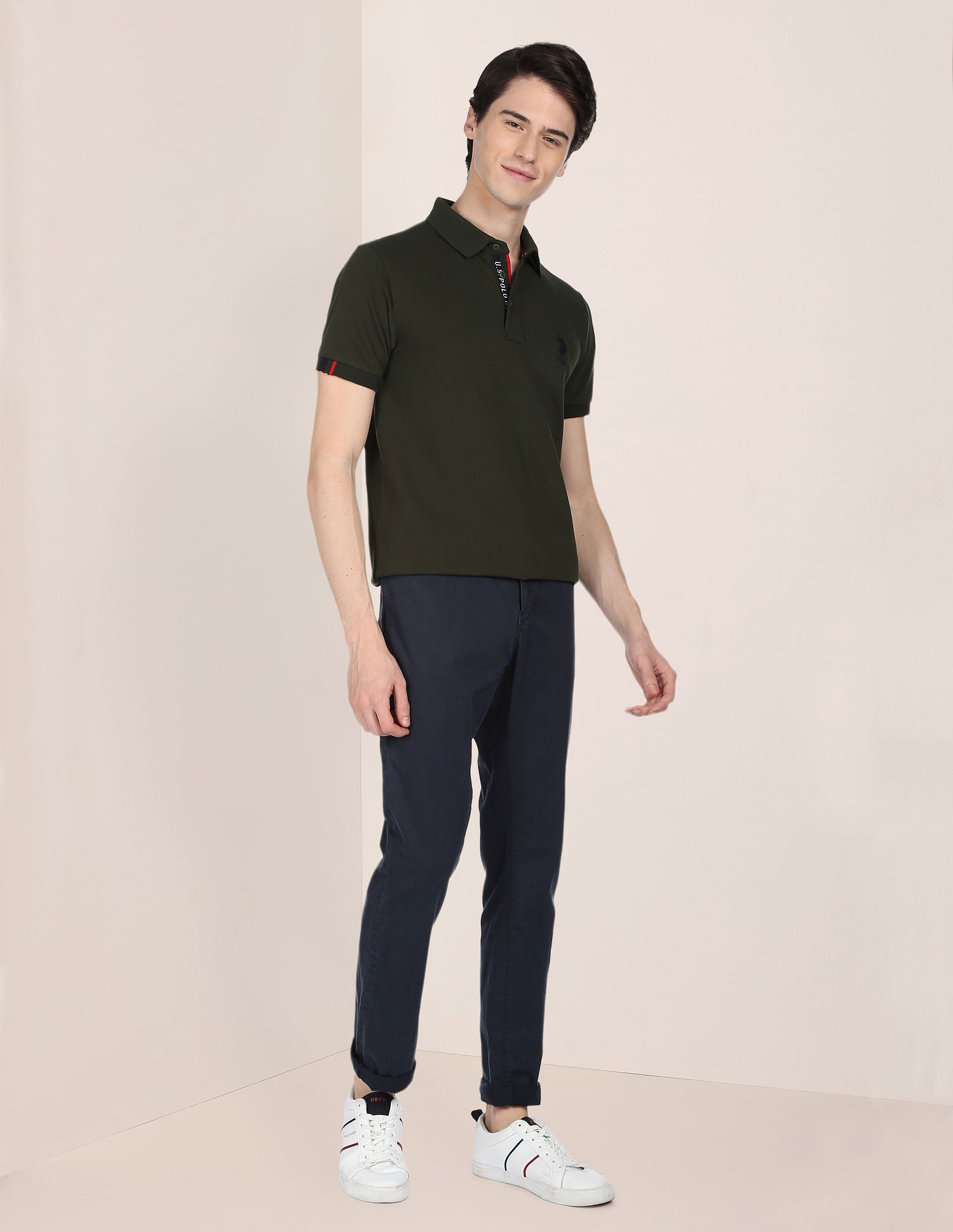 Signature Detail Stretch Polo Shirt Dark Olive - U.S. POLO ASSN. | Large