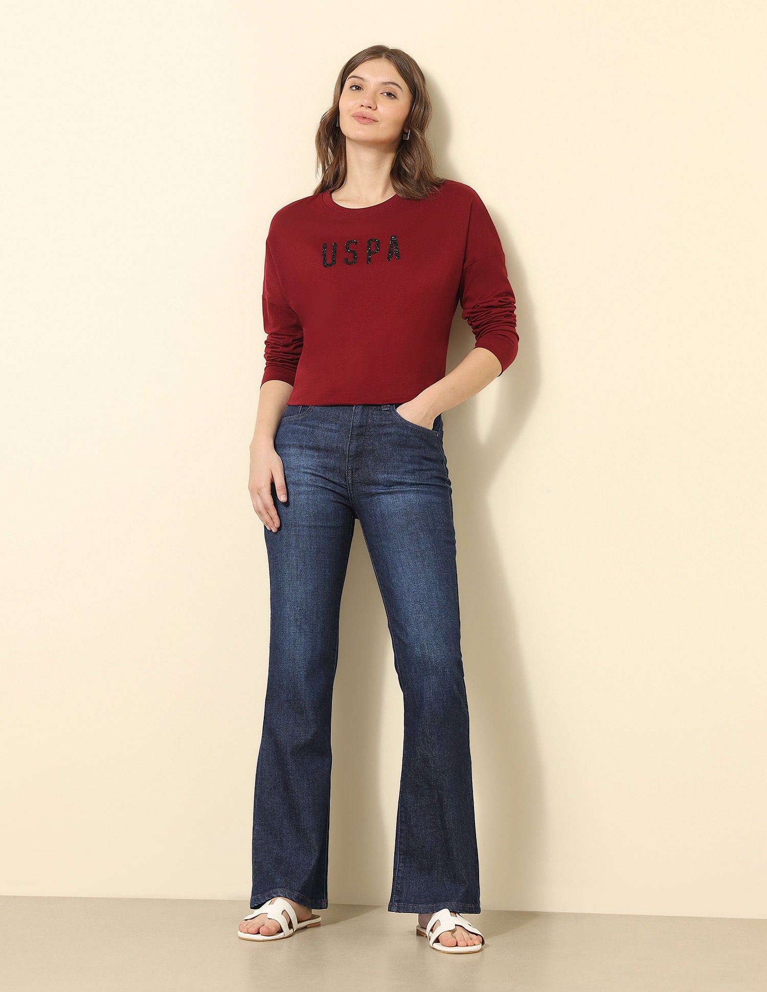 High-Rise Bootcut Jeans Dark Blue - U.S. Polo Assn. India | Large
