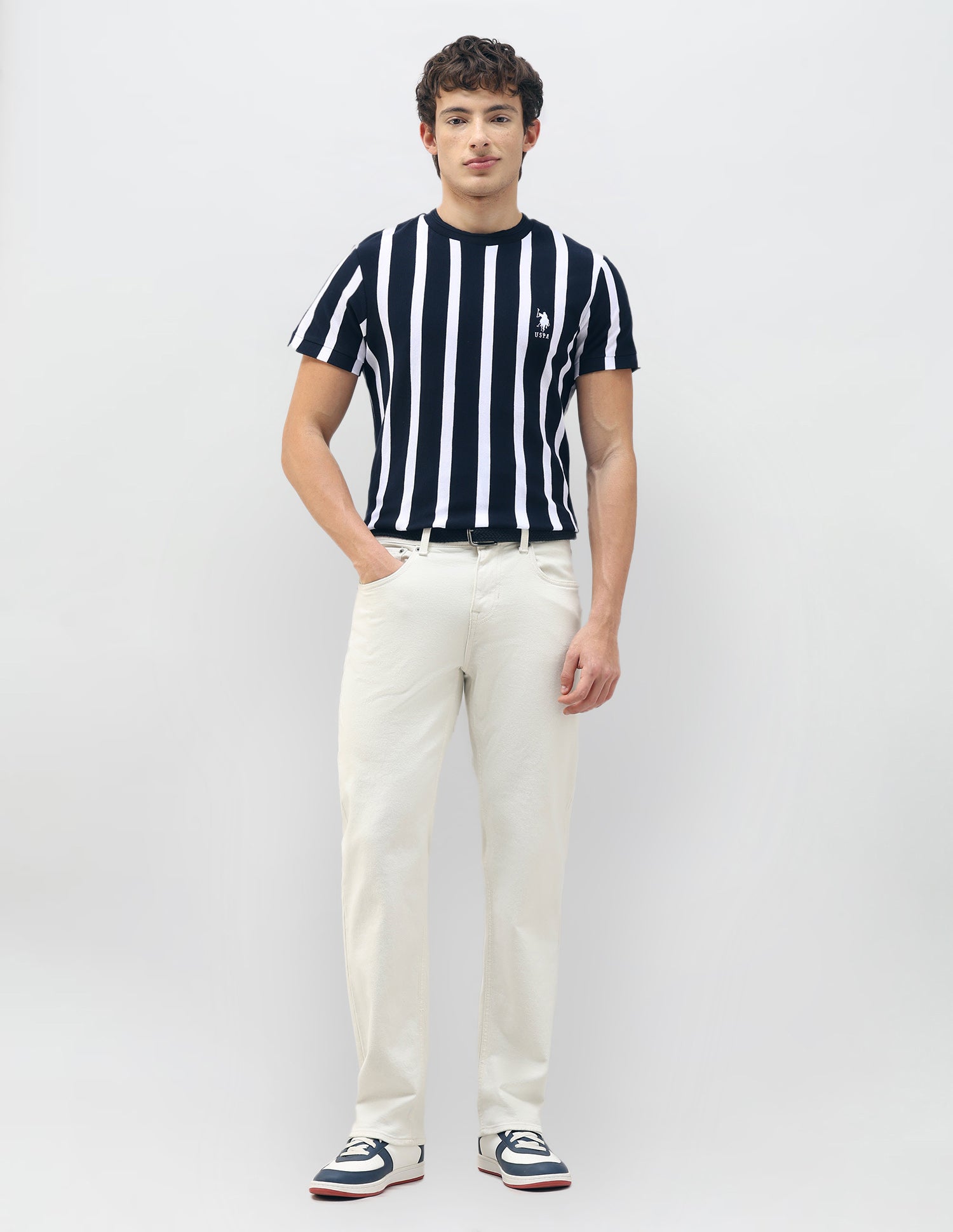 New Port Marina Vertical Striped T-Shirt Navy - U.S. Polo Assn. India | Large