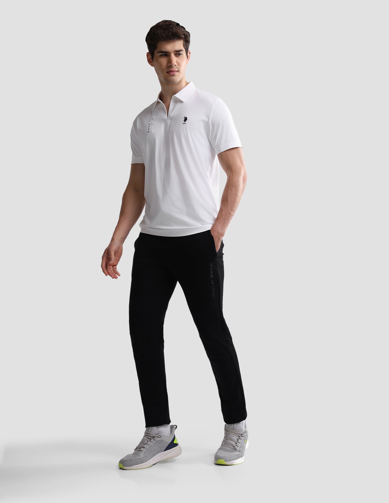 Solid Slim Fit Active Polo Shirt White - U.S. Polo Assn. India | Large