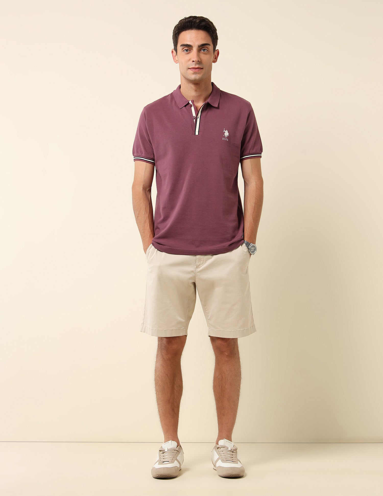 Pure Cotton Slim Fit Polo Shirt Purple - U.S. Polo Assn. India | Large
