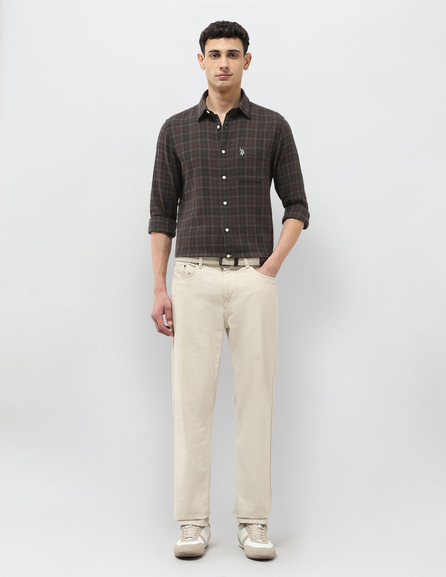 Tartan Checked Dobby Shirt Choco - U.S. Polo Assn. India | Large