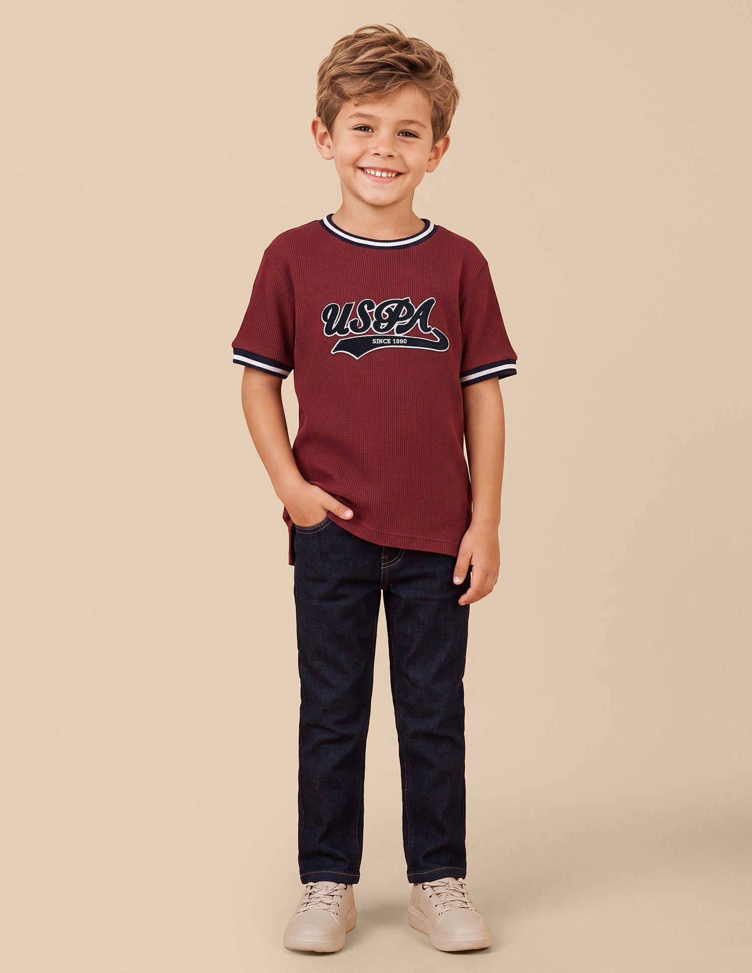 Brand Applique Regular Fit T-Shirt Dark Red - U.S. Polo Assn. India | Large