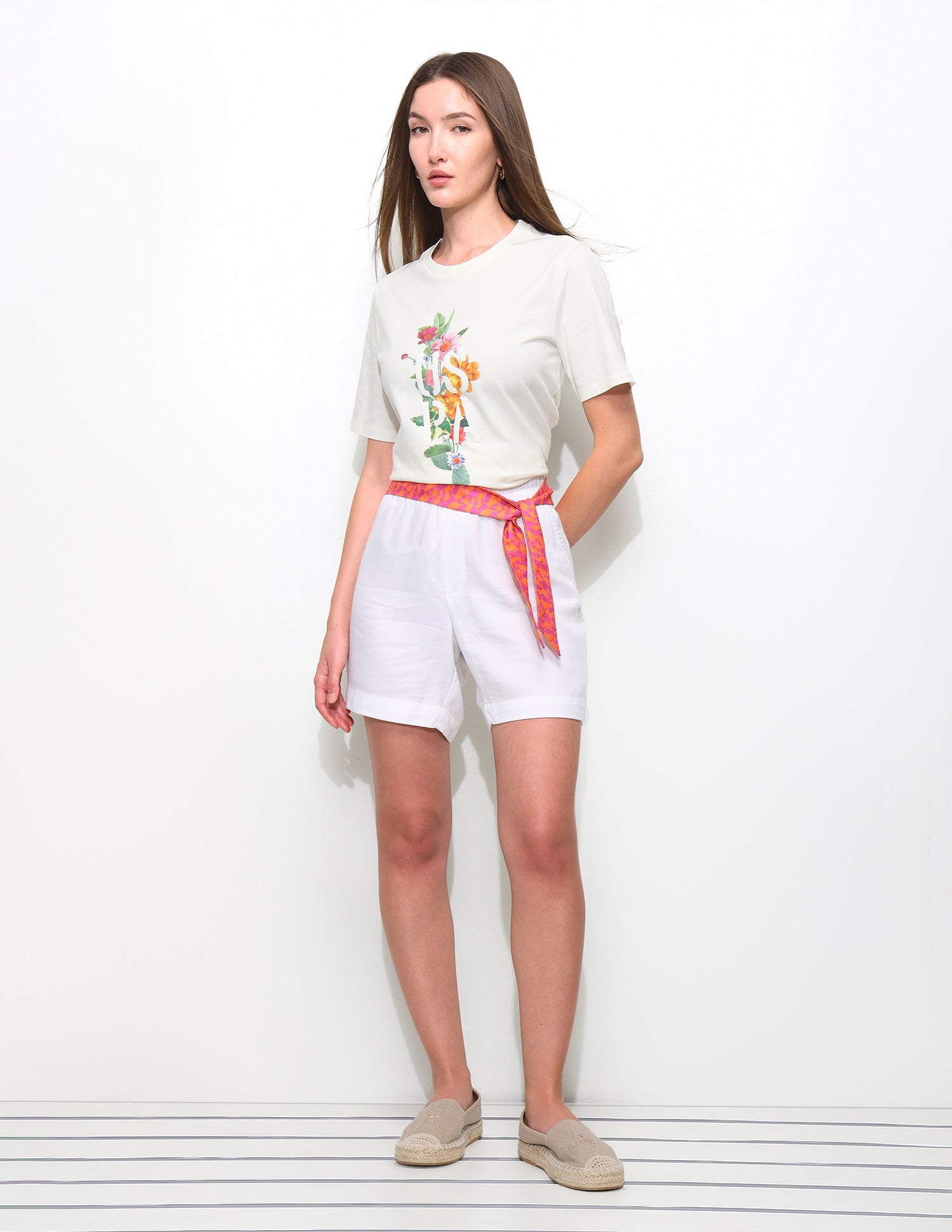 Digital Hd Floral Printed Boxy Fit T-Shirt Off White - U.S. Polo Assn. India | Large
