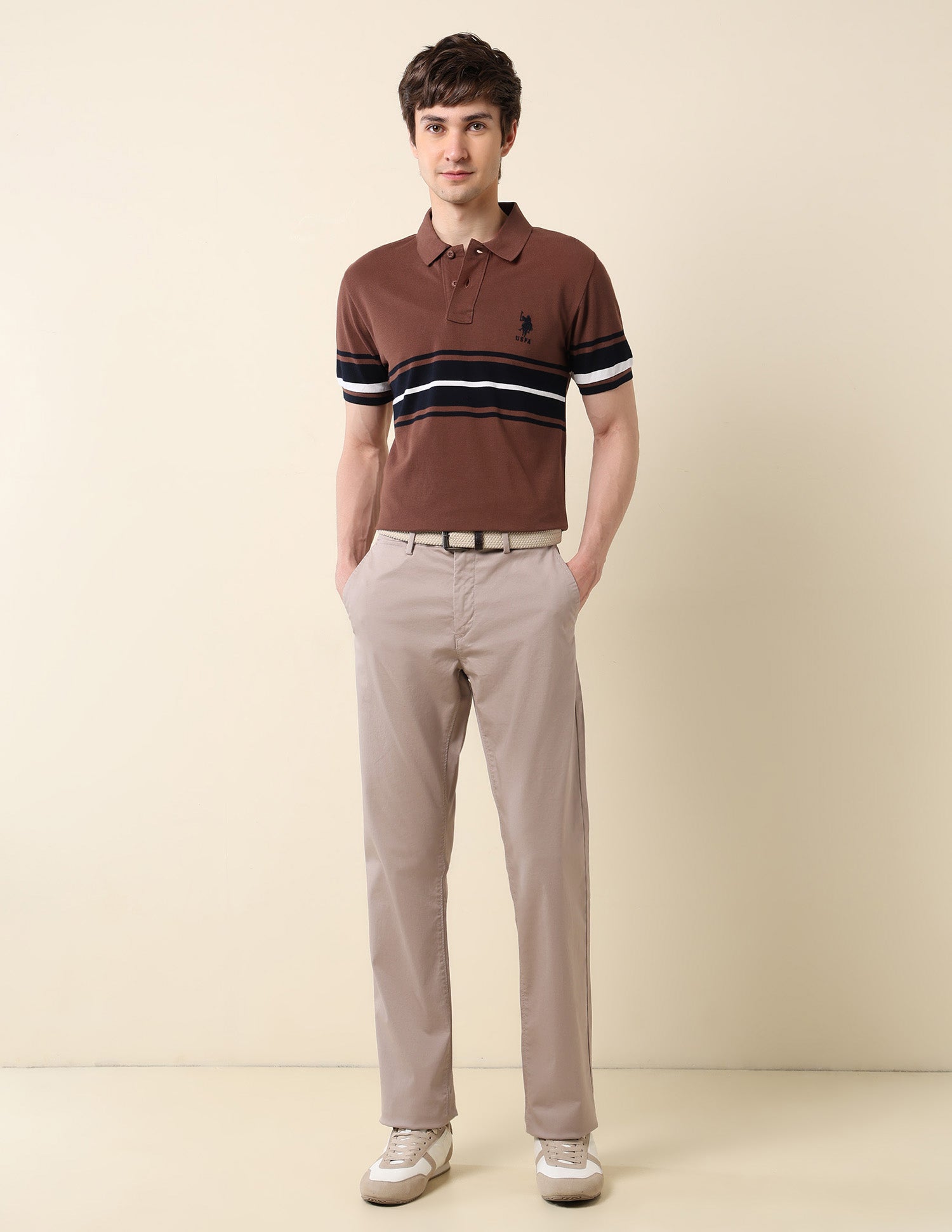 Colourblocked Classic Polo Shirt Light Brown - U.S. POLO ASSN. | Large