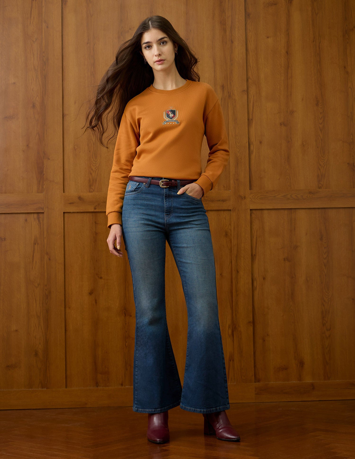 High Rise Extreme Flare Fit Jeans Blue - U.S. POLO ASSN. | Large