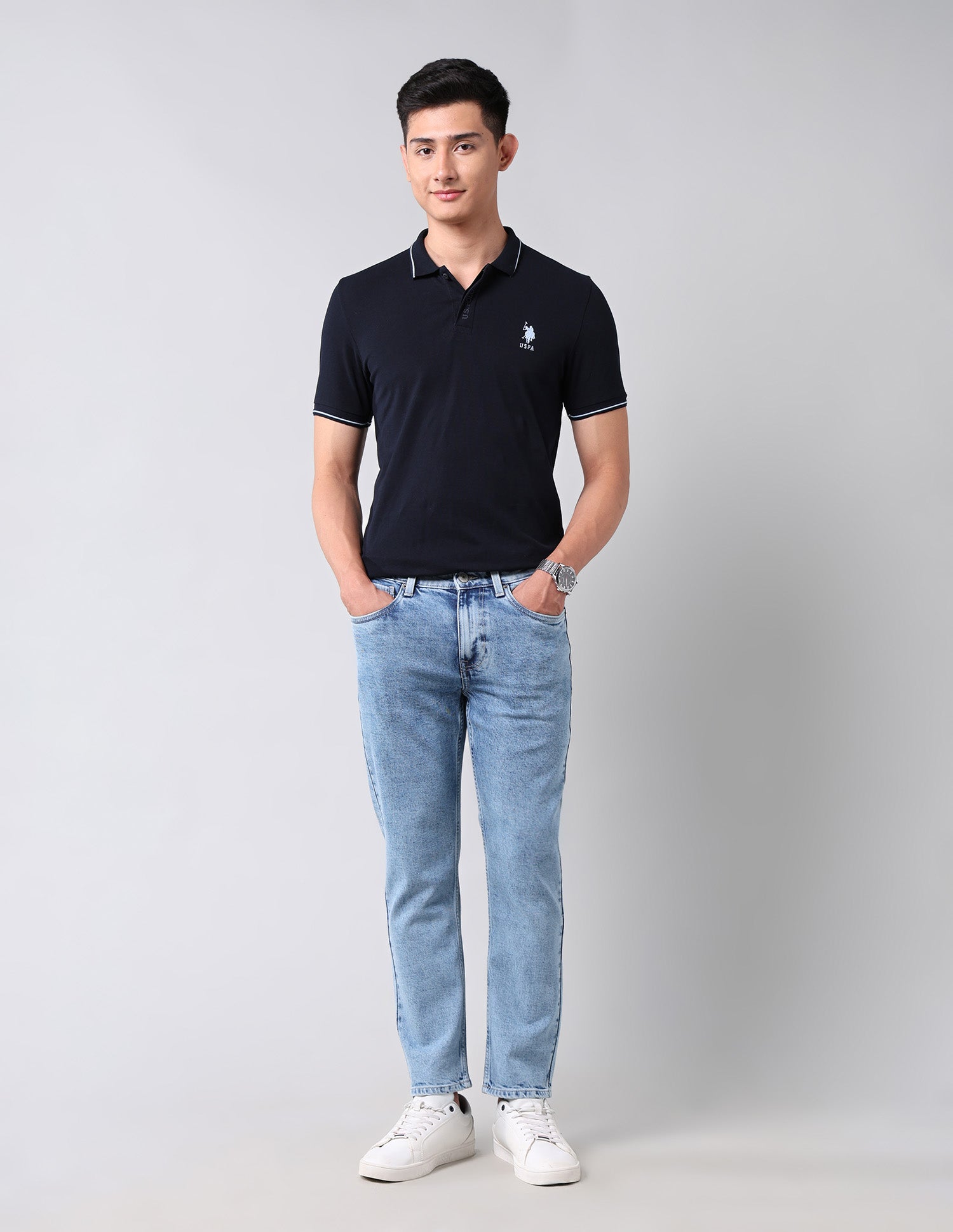 Cole Comfort Cropped Fit Blue Jeans Blue - U.S. Polo Assn. India | Large