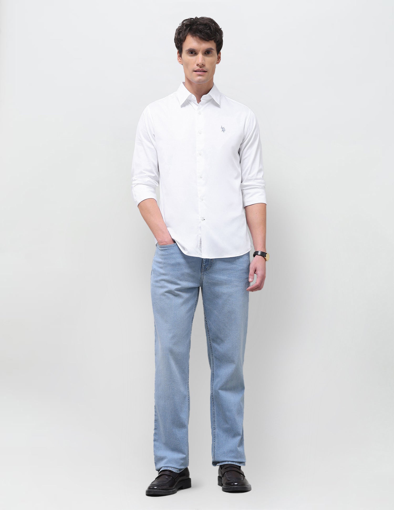 Satin Solid Shirt White - U.S. Polo Assn. India | Large