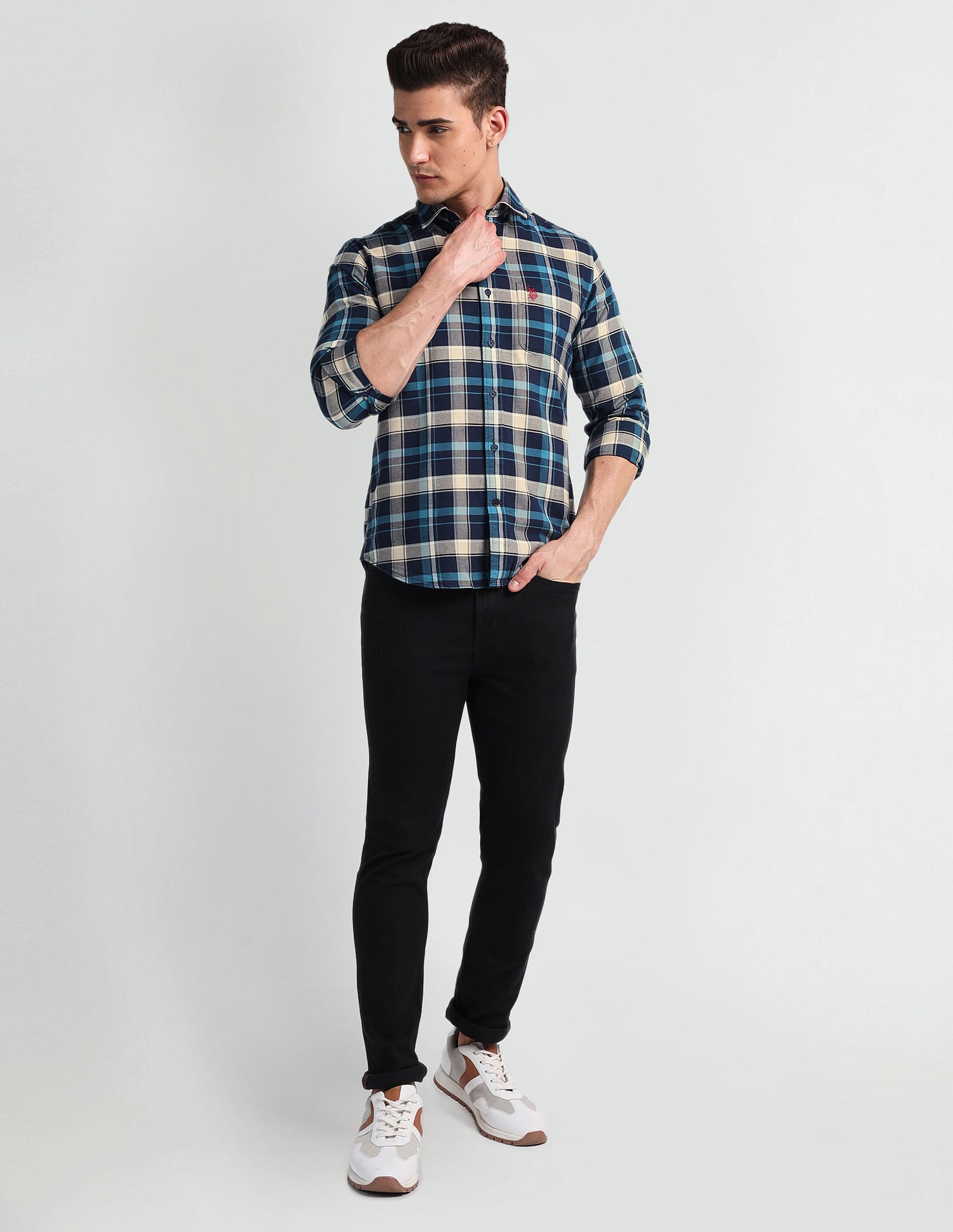 Plaid Check Oxford Shirt Navy - U.S. POLO ASSN. | Large