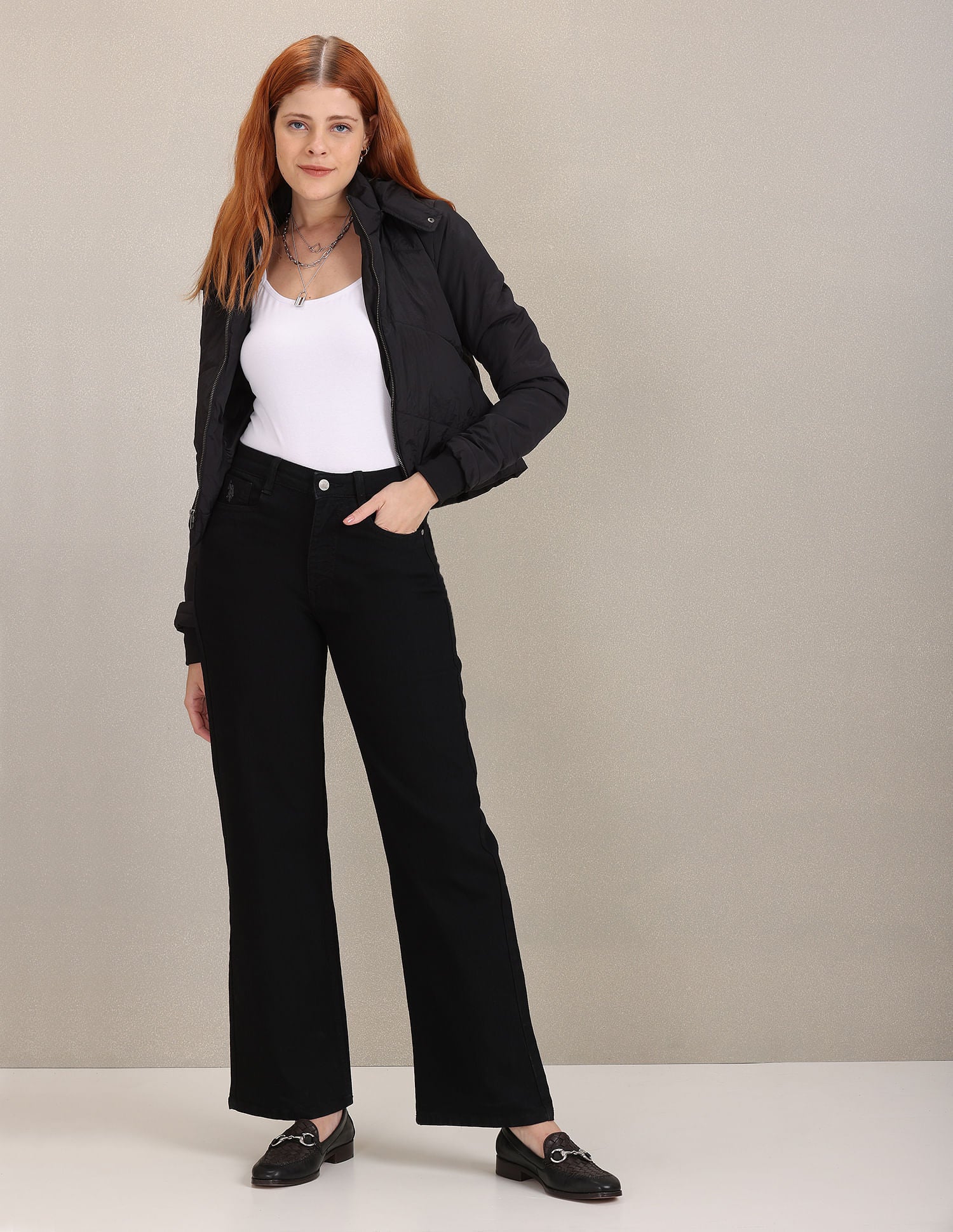 Detachable Hood Solid Crop Jacket Black - U.S. POLO ASSN. | Large