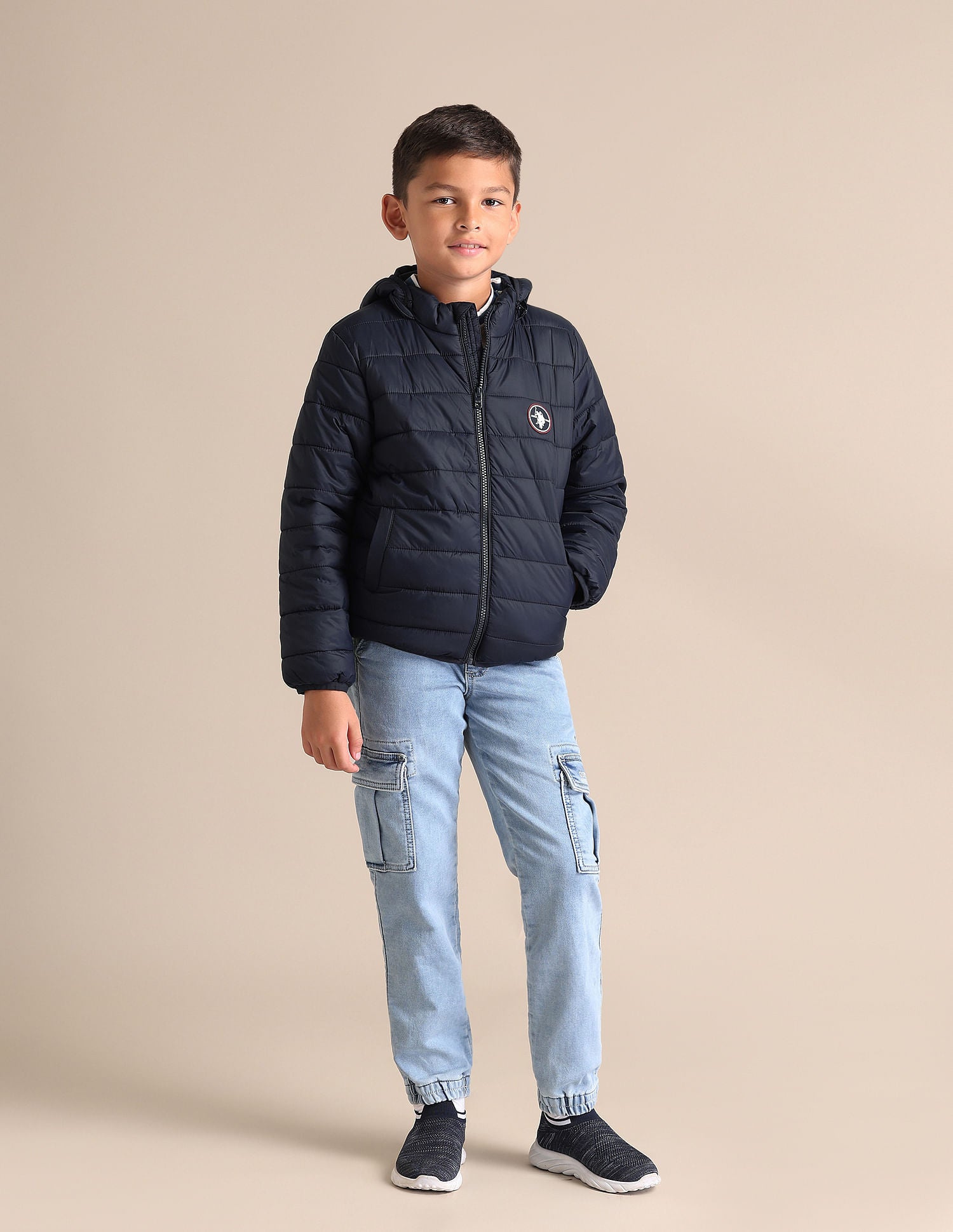Boys Solid Hooded Jacket Mens Navy - U.S. POLO ASSN. | Large